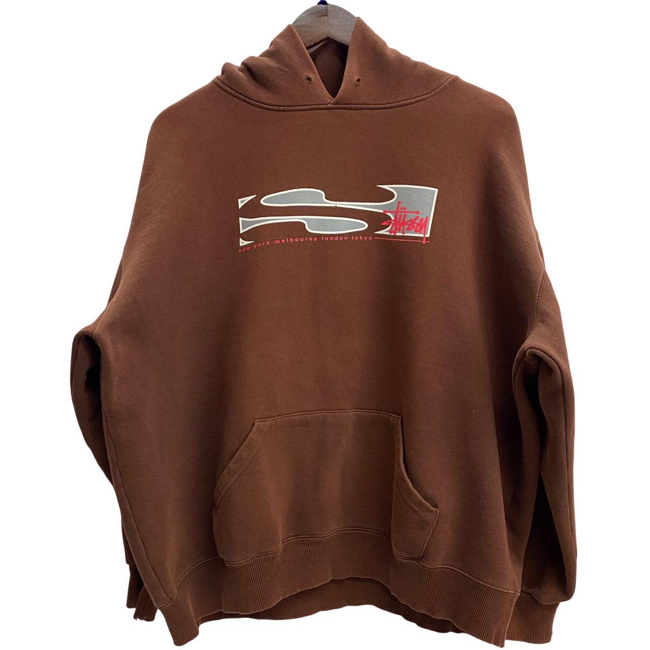 5*5様 old stussy 紺タグ 90s ブラウン デニムジャケット ステューシー STUSSY 90's OLD STUSSY 紺タグ Sロゴ パーカ ブラウン L