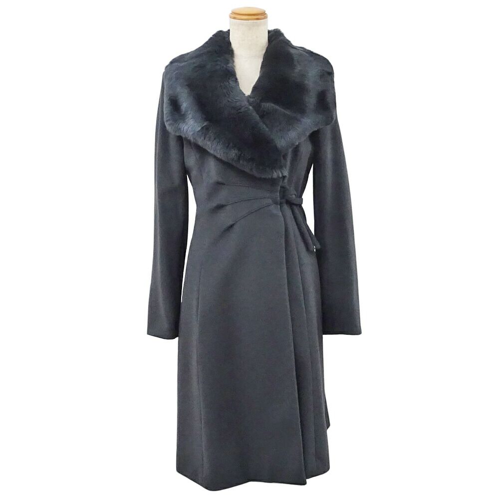 【美品】アルマーニ　コレツォーニ　コート　レディース38 栄】アルマーニコレツィオーニ ロングコート 38 FML47T ブラック