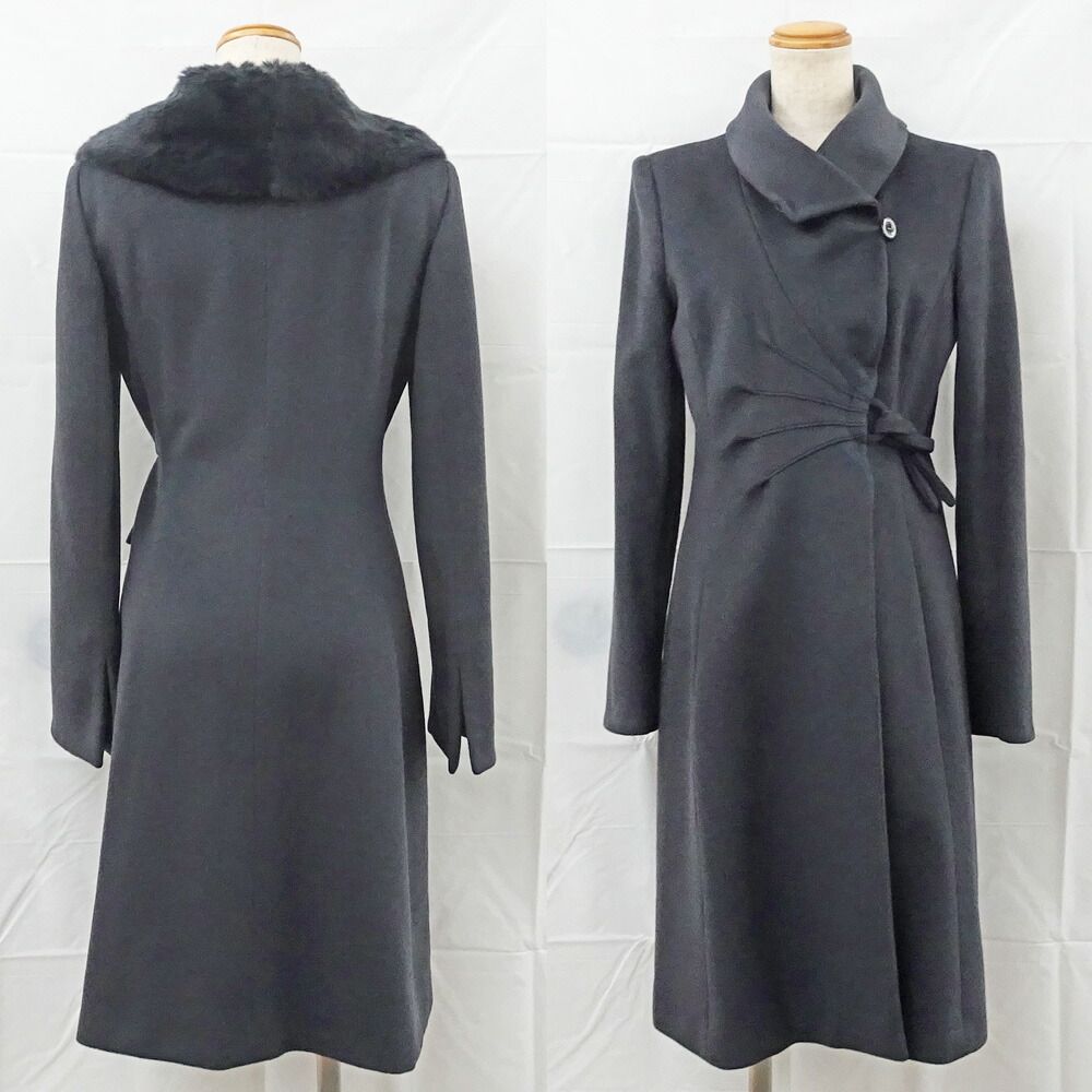 栄】アルマーニコレツィオーニ ロングコート 38 FML47T ブラック