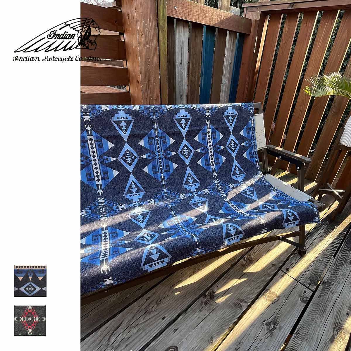 【新品】 Indian インディアン NAVAJO JACQUARD BLANKET メンズ/レディース インディゴ/ブラック FREE