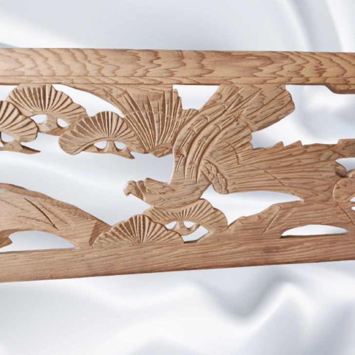 訳あり】薄型彫刻欄間 アンティーク建具 2枚 セット 1820(6尺)x270(9