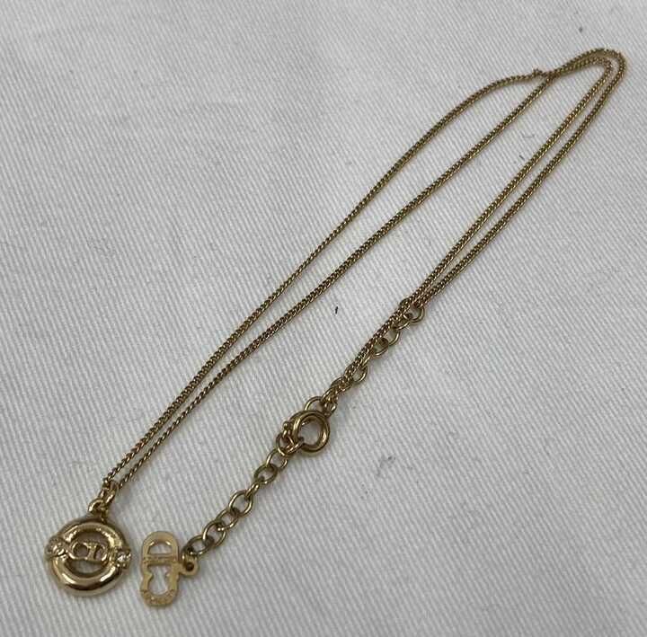 Christian Dior CDロゴ チェーンネックレス ラインストーン 箱付