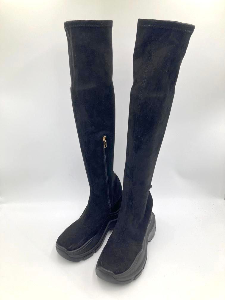 YELLO イエロ TOKYO BLACK MID SNEAKER LONG BOOTS スニーカーソール