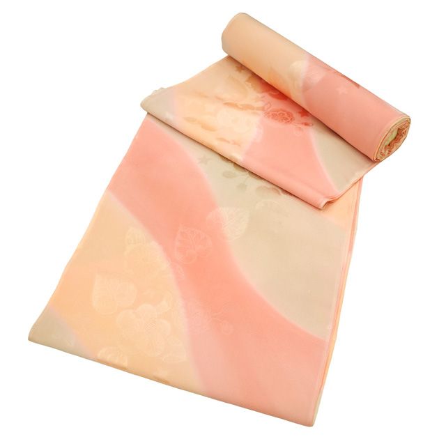 新古品】 振袖用 長襦袢 襦袢 反物 オレンジ ピンク 淡抹茶 地紋