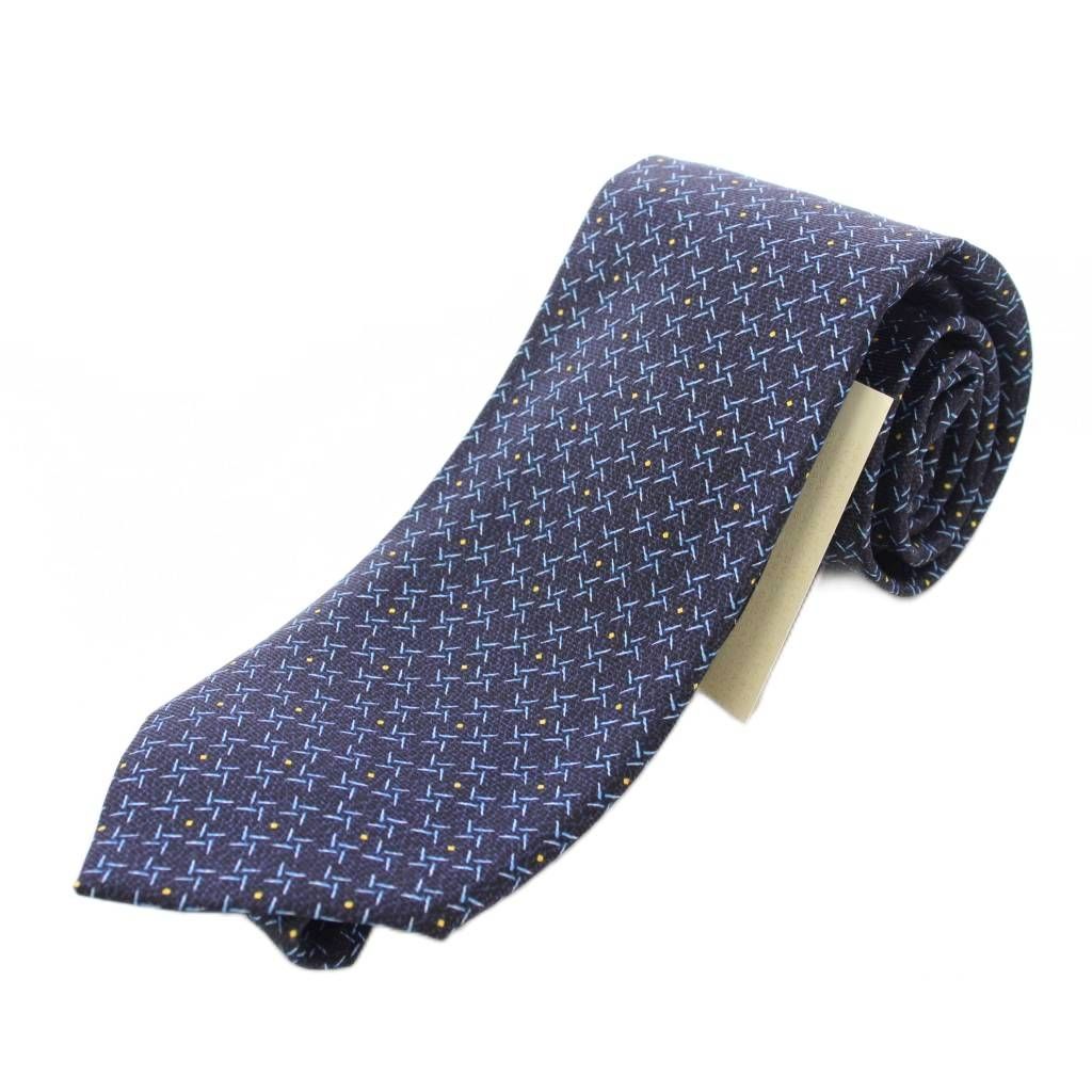 ブルガリ BVLGARI ネクタイ レギュラータイ 総柄 シルク 紺 ネイビー