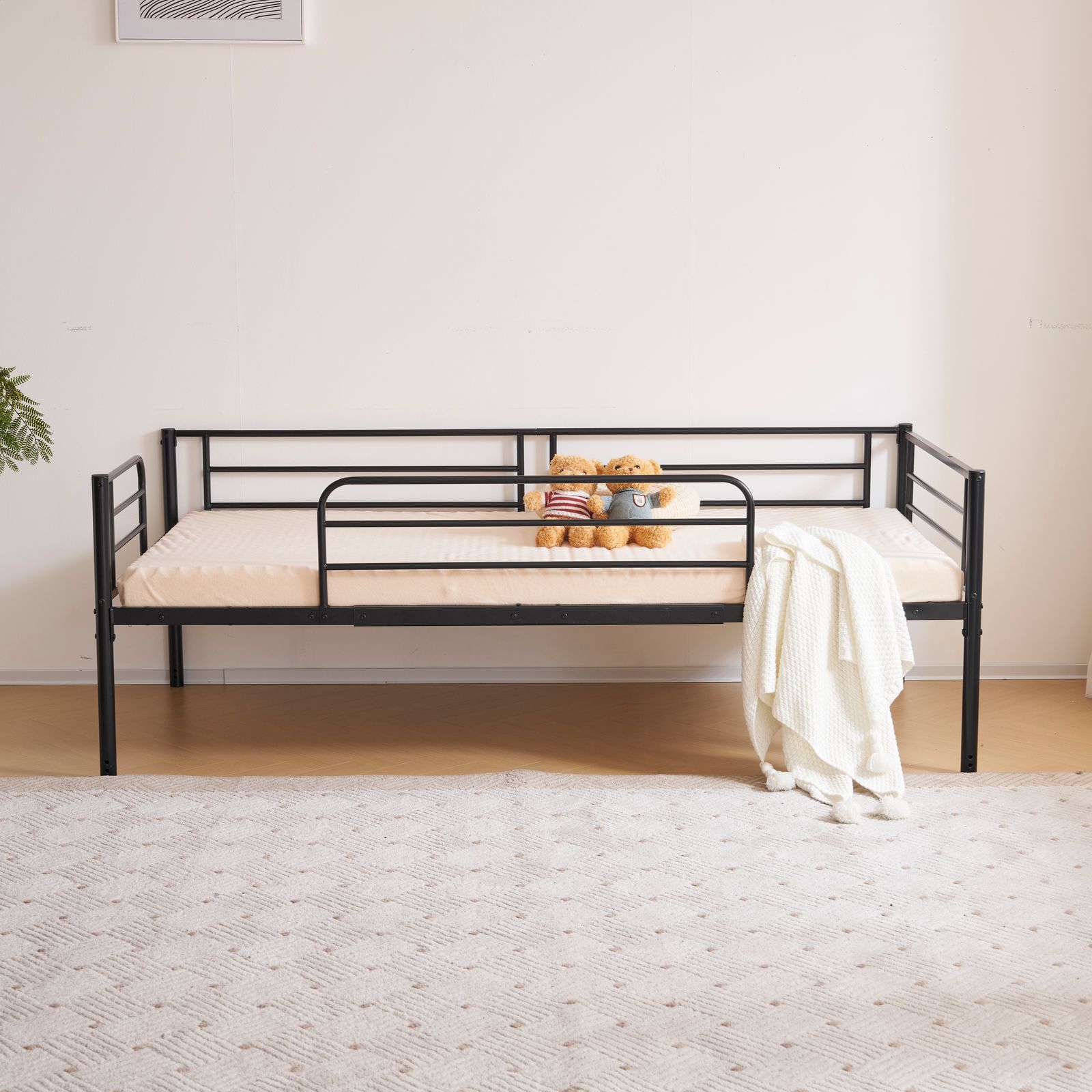 ブラック ロフトベッド パイプベッド シングルベッド 収納棚付く ロー