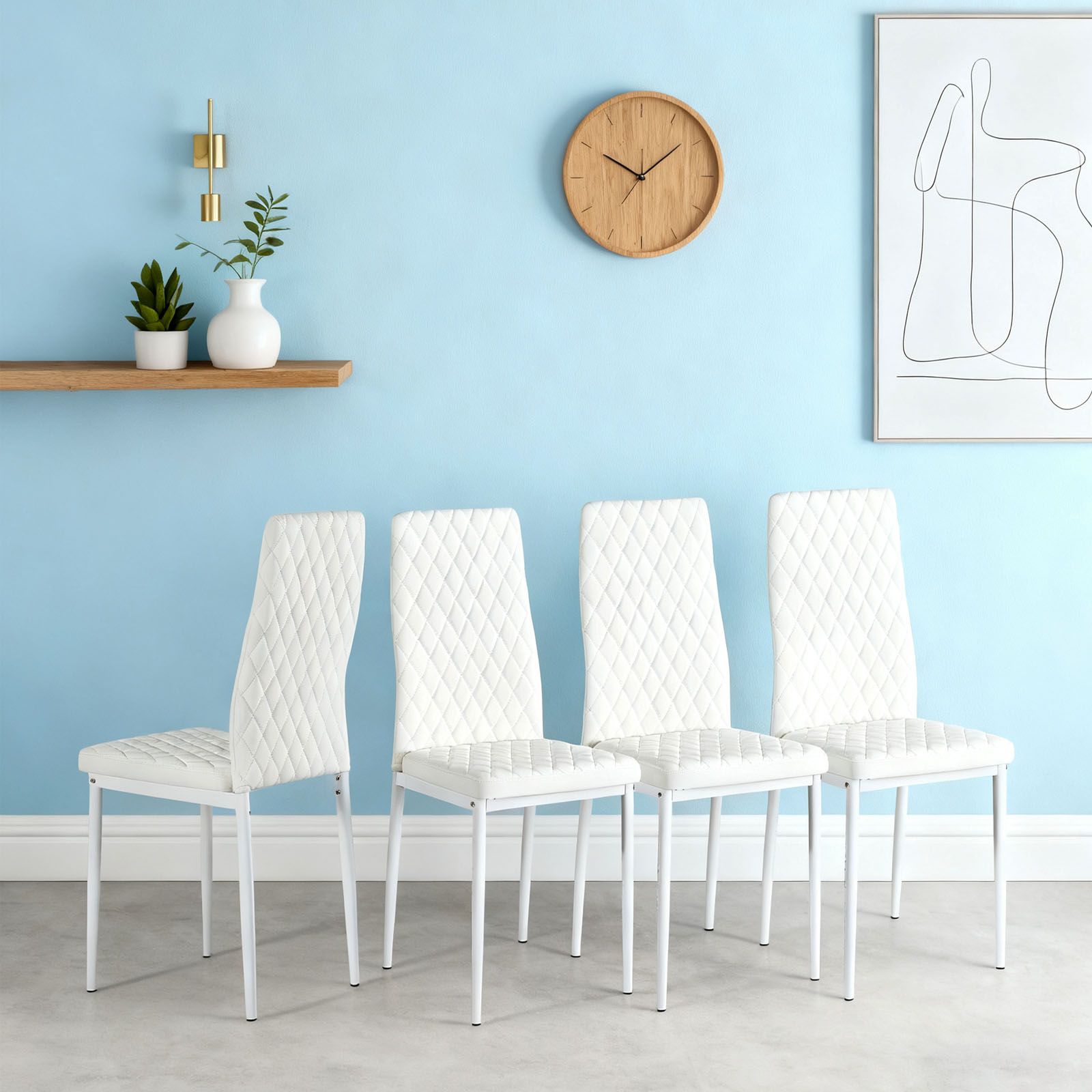 ダイニングチェア 4脚セット レザー 椅子 イス 食卓椅子 菱形 レトロ