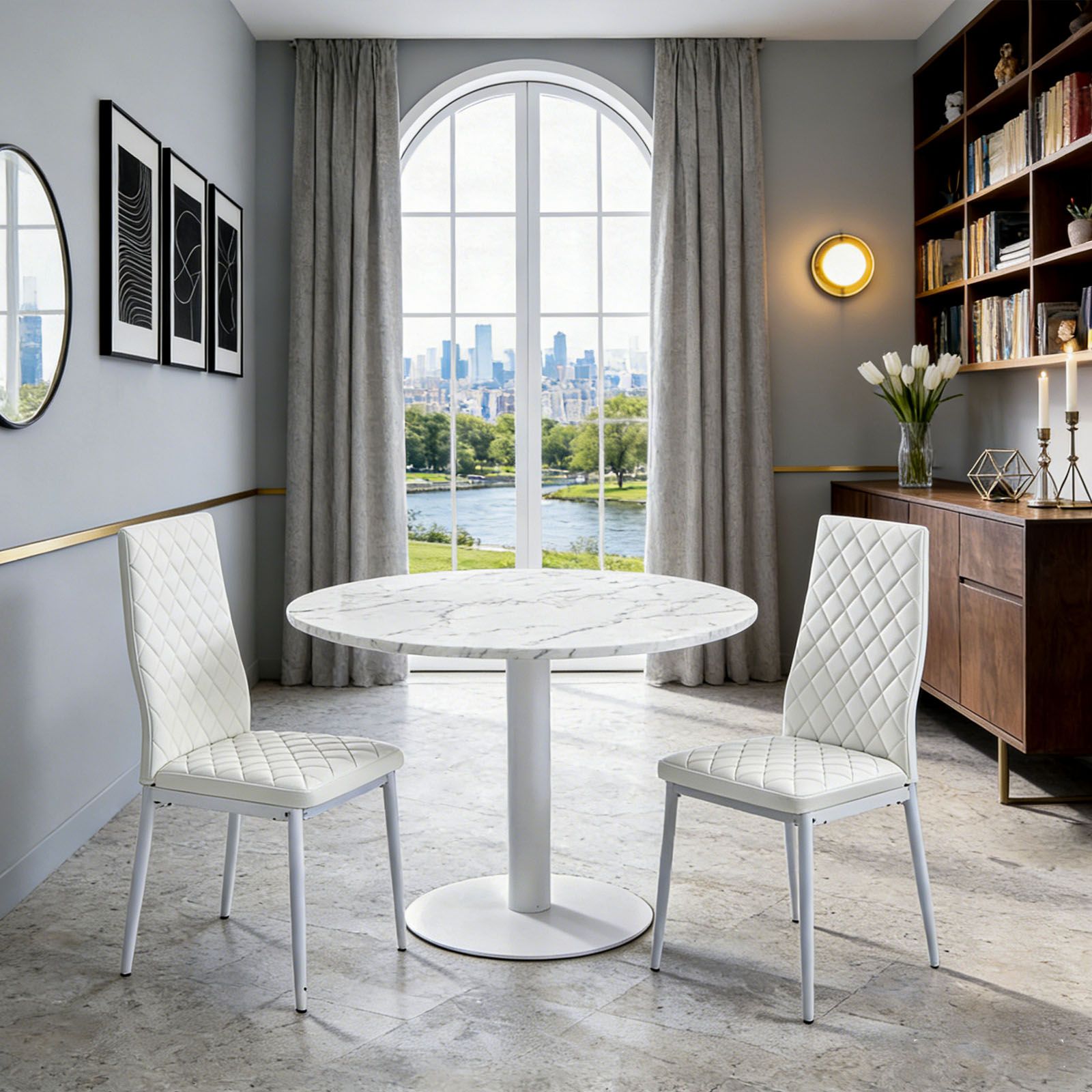 ダイニングチェア 2脚セット レザー 椅子 イス 食卓椅子 菱形 レトロ