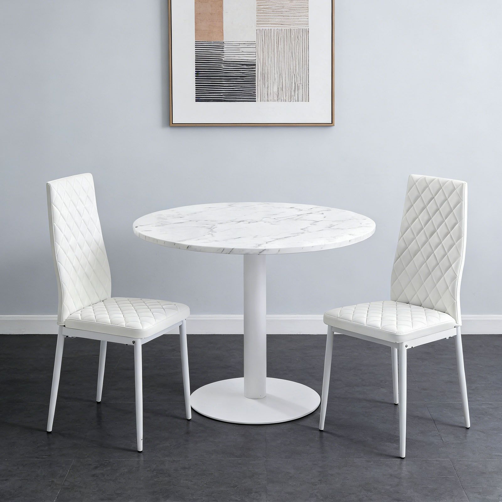 ダイニングチェア 2脚セット レザー 椅子 イス 食卓椅子 菱形 レトロ