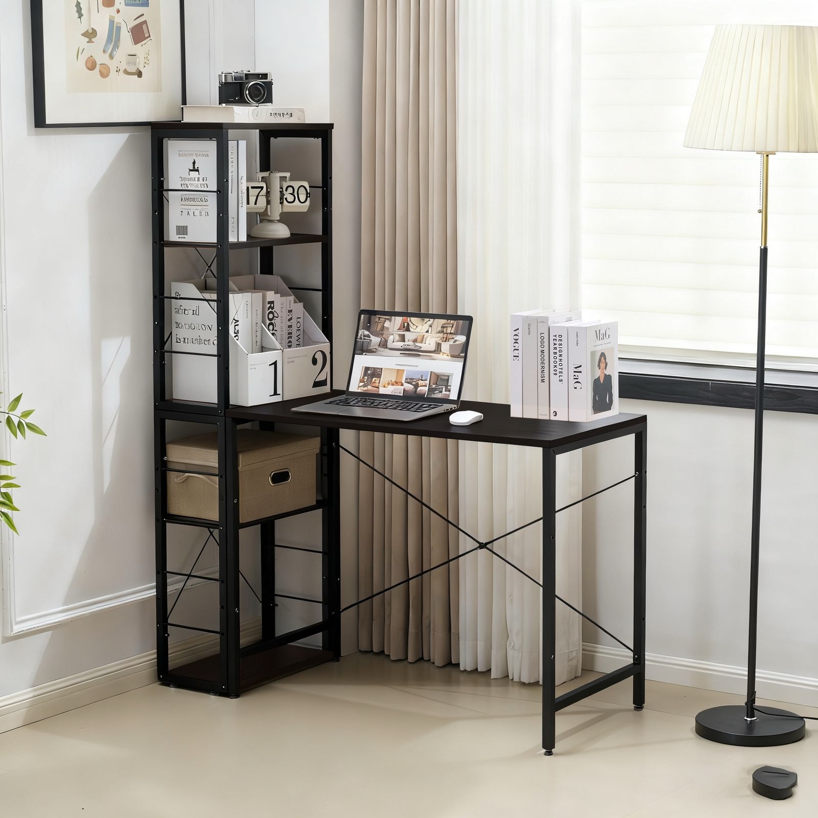 オフィスチェア+パソコンデスク セット】一体分離多用型パソコンデスク