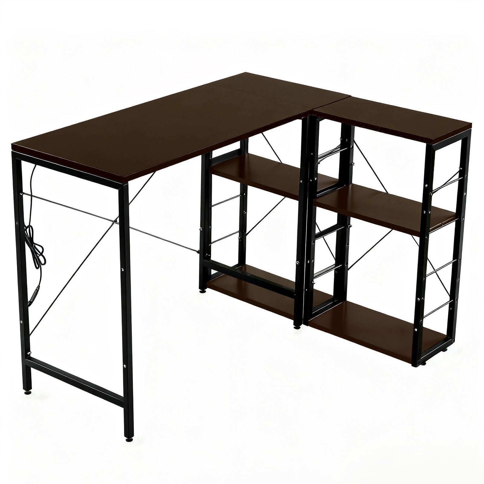 ダークブラウン 一体分離多用型パソコンデスク パソコンデスク ラック
