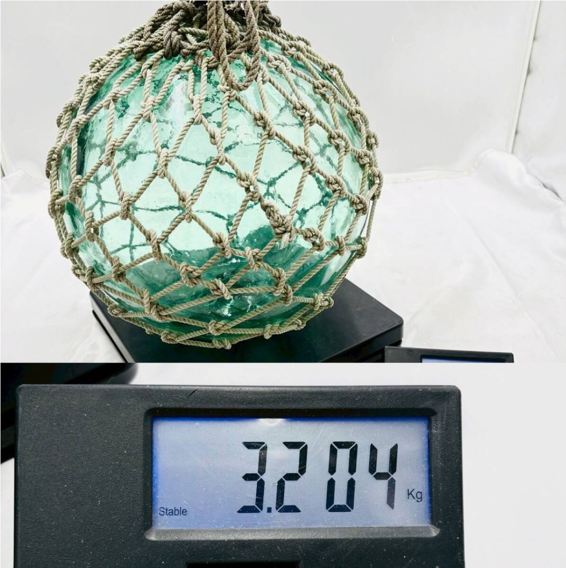 ❗️✨網付き・特大サイズ✨❗️】ヴィンテージ ガラス浮き玉 直径約