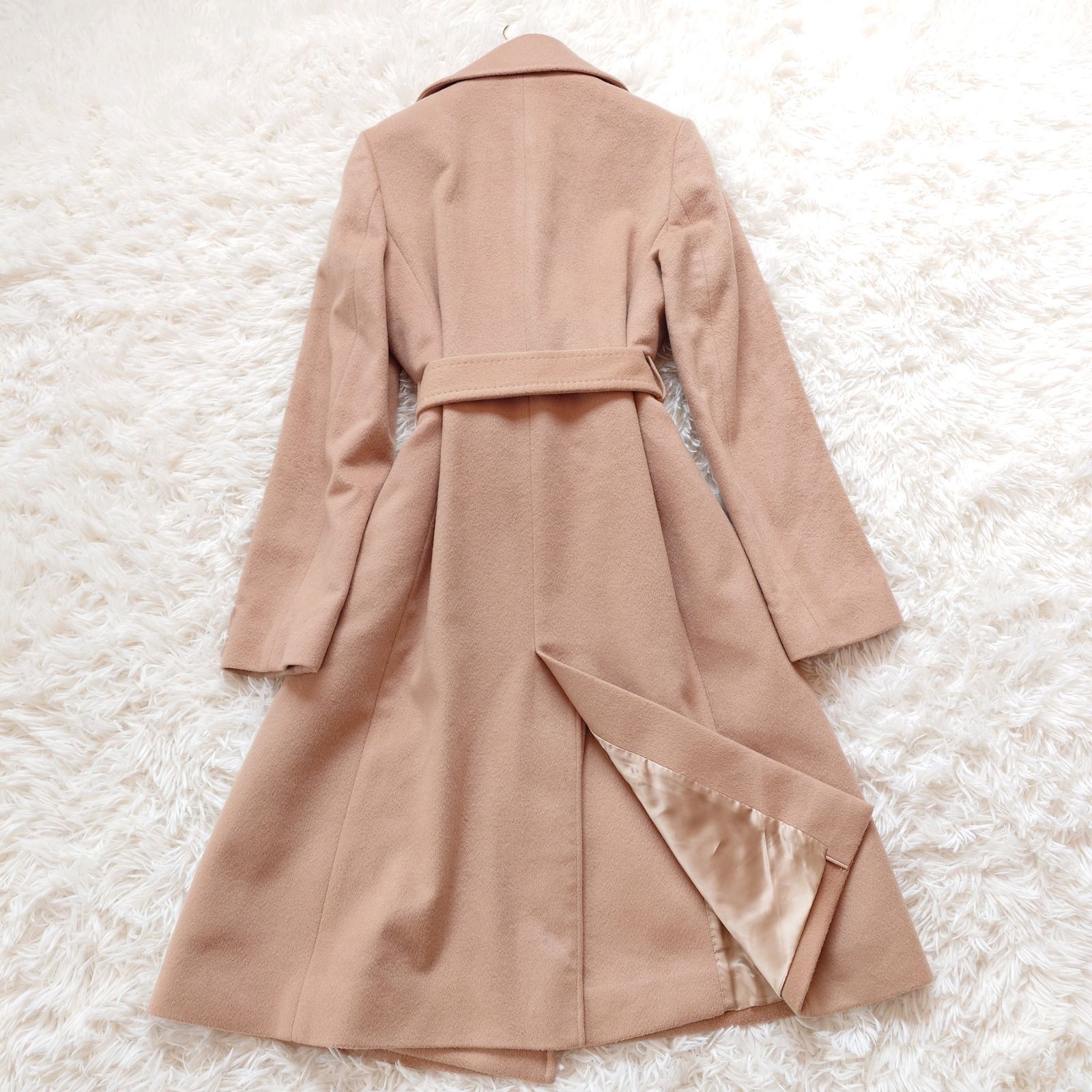 美品 イネド INED 高級 カシミヤ100% ベルテッドコート ロングコート