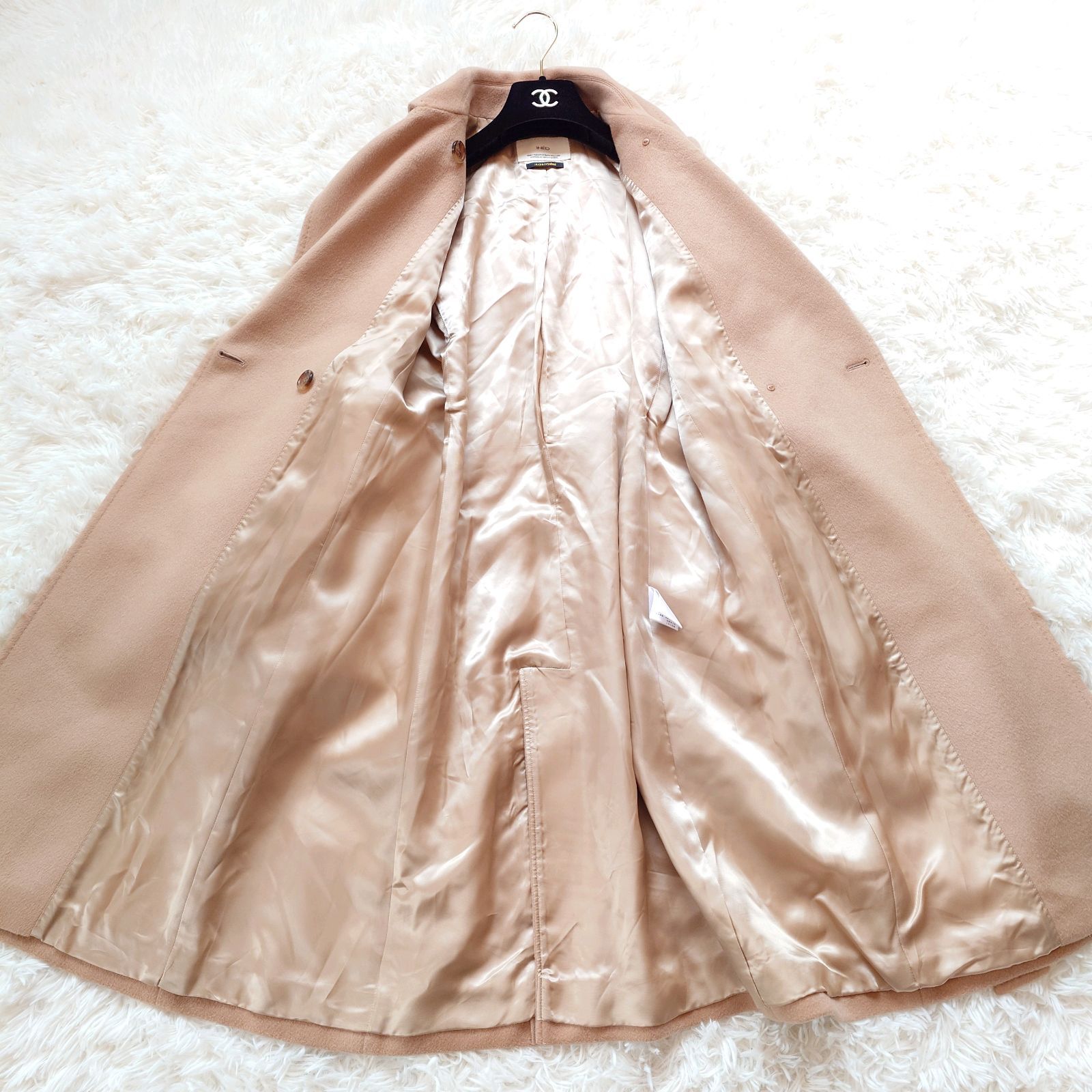 美品 イネド INED 高級 カシミヤ100% ベルテッドコート ロングコート