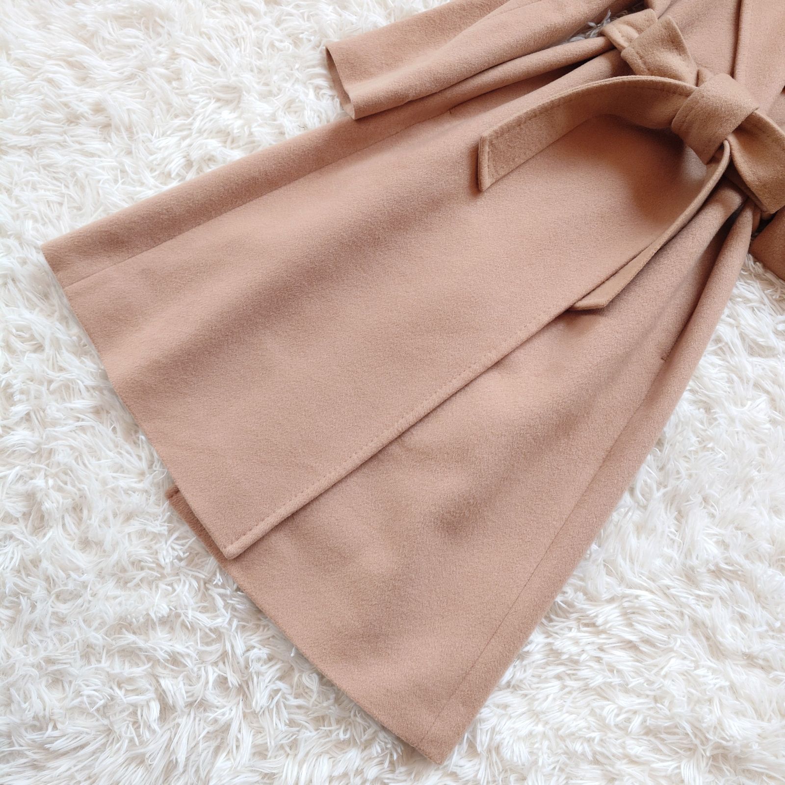 美品 イネド INED 高級 カシミヤ100% ベルテッドコート ロングコート