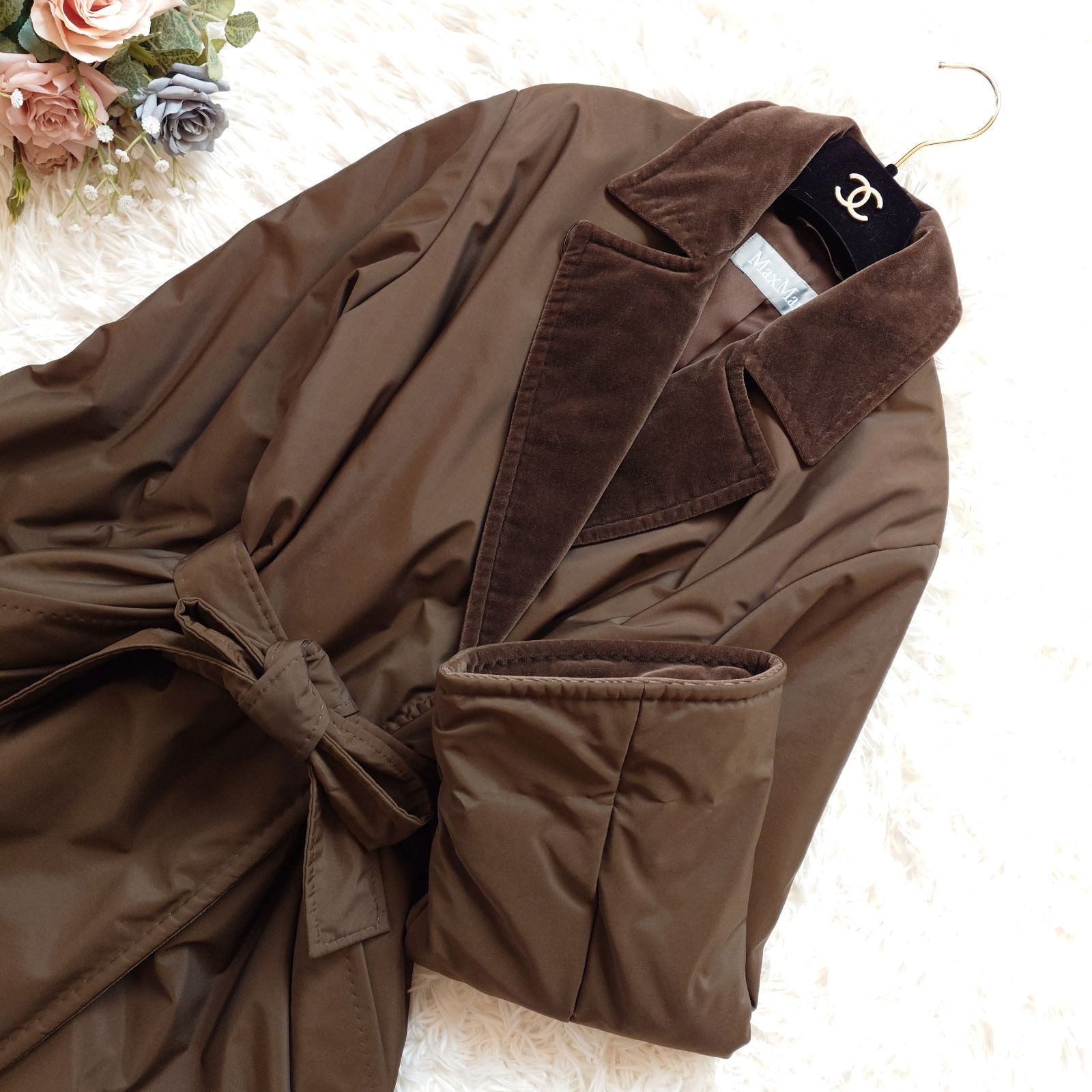 美品 マックスマーラ MAXMARA 銀タグ 中綿 コート ジャケット ミドル丈