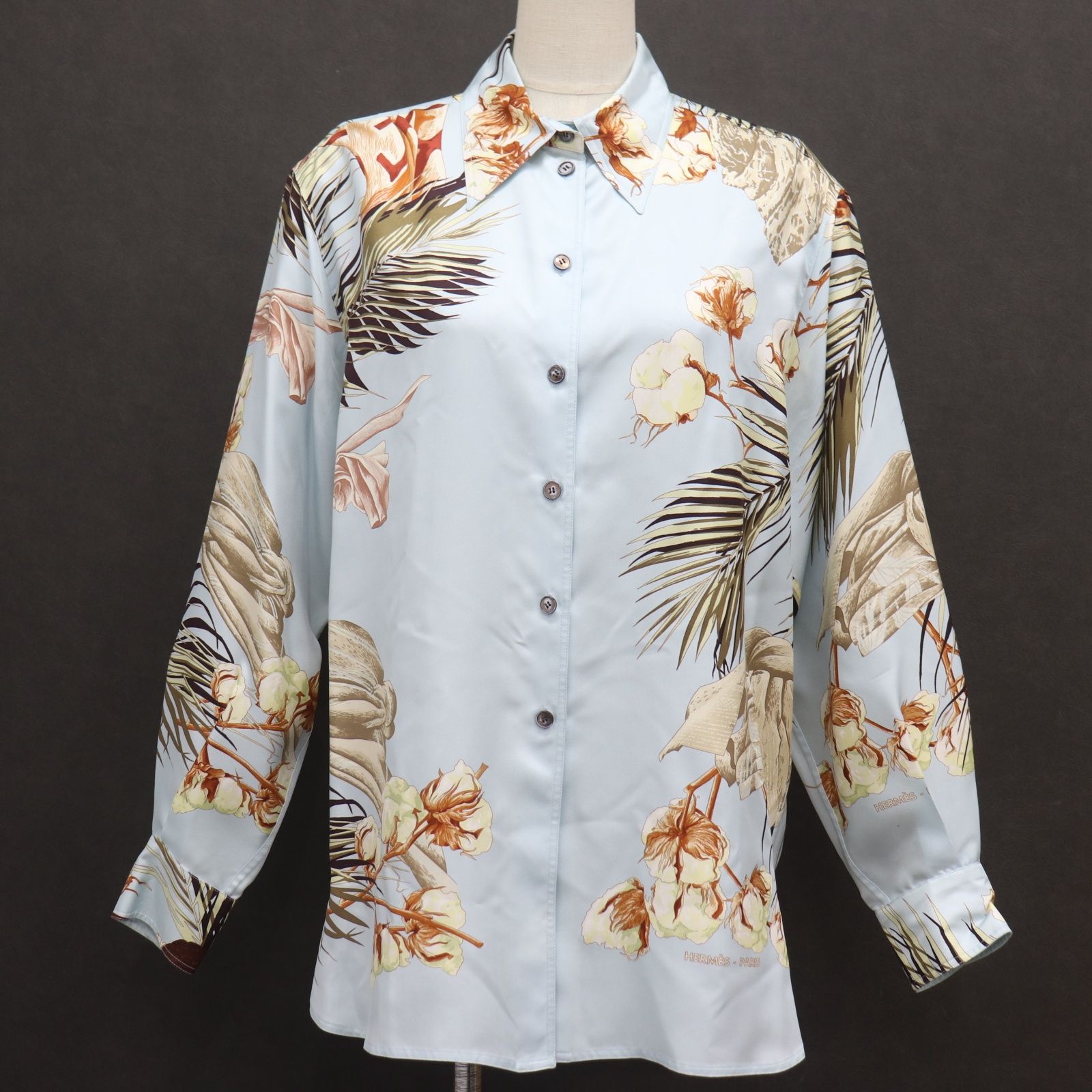 IT9R2LKYOA4O HERMES エルメス 長袖 シャツ トップス アウター シルク