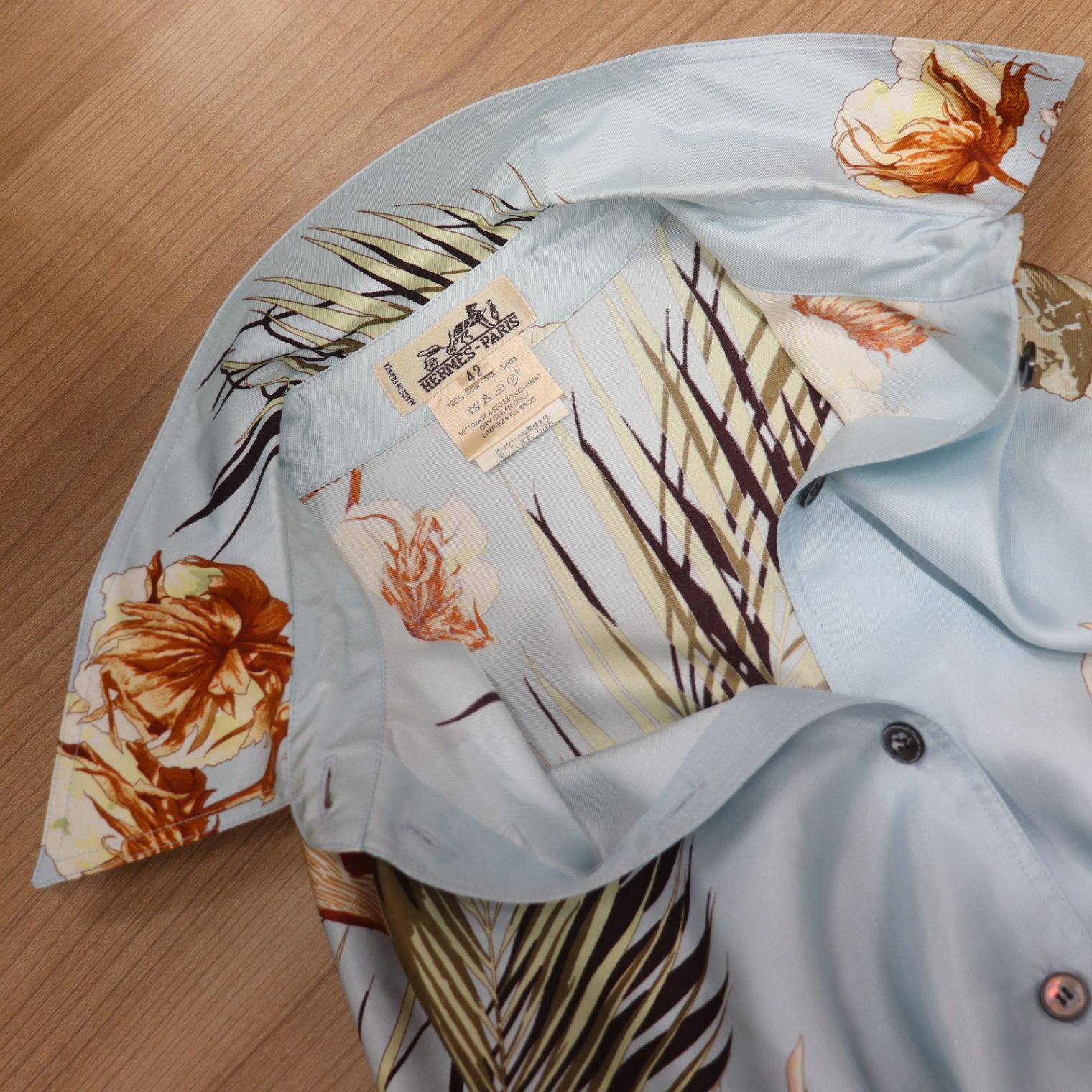 IT9R2LKYOA4O HERMES エルメス 長袖 シャツ トップス アウター シルク