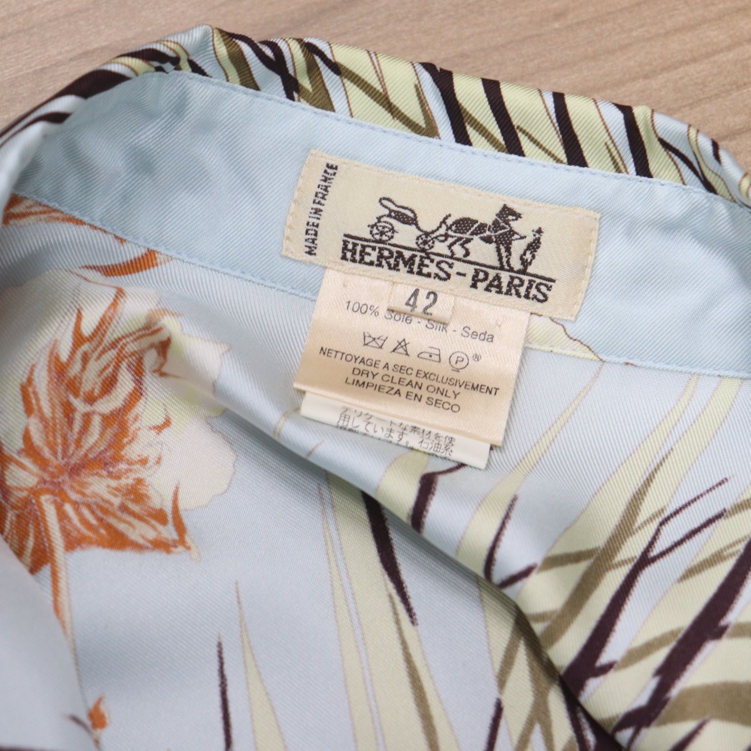 IT9R2LKYOA4O HERMES エルメス 長袖 シャツ トップス アウター シルク