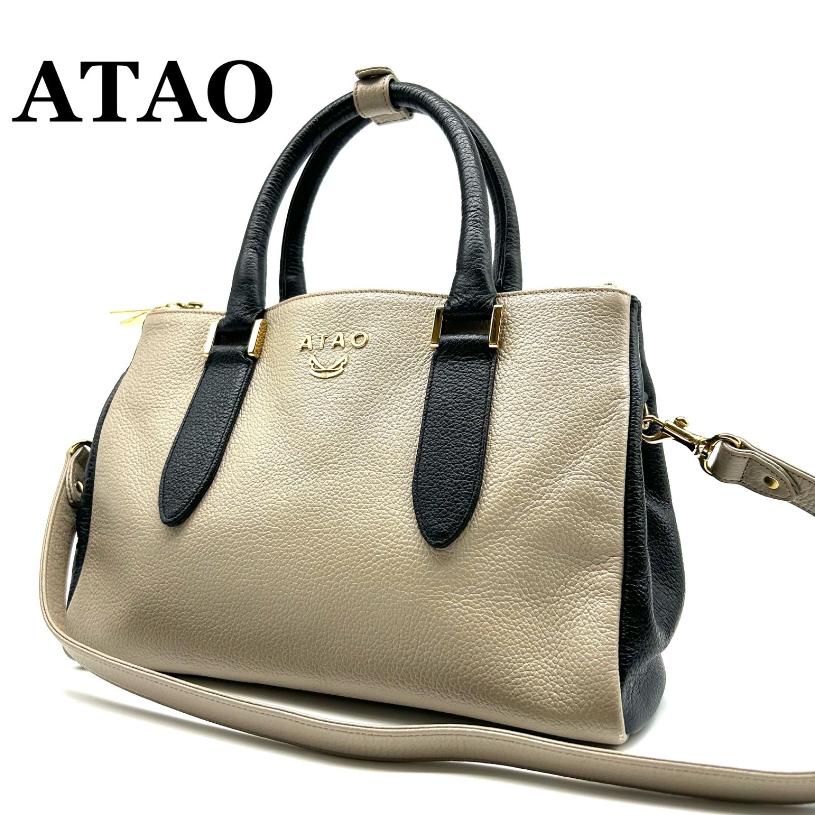 HKTA！アタオ ハンドバッグ ゴールド金具 ATAO アタオ ドリー バイカラー トートバッグ ショルダーバッグ