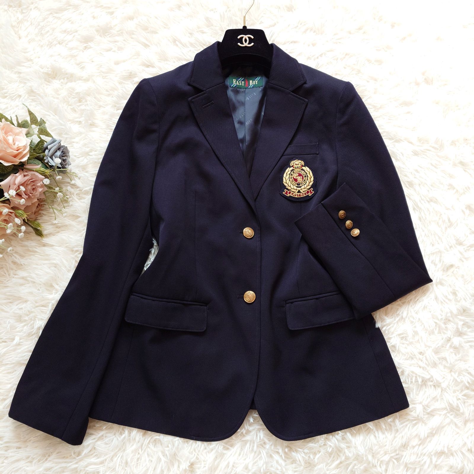 美品✨イーストボーイ♡紺ブレジャケット　エンブレム　金ボタン　M 美品 イーストボーイ EASTBOY 紺ブレ テーラードジャケット 金ボタン