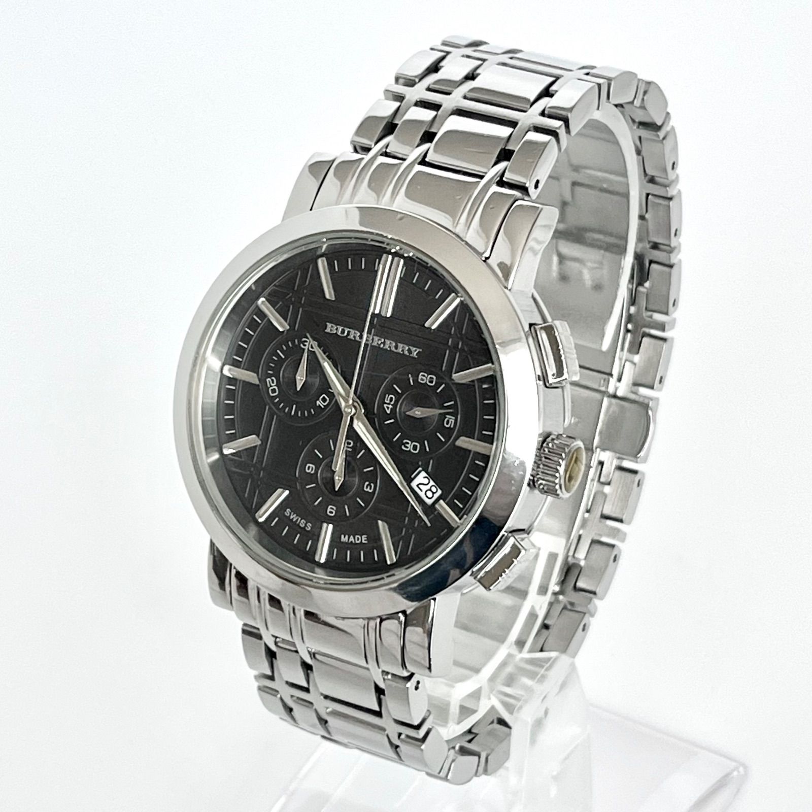 バーバリー BU1360 メンズ 腕時計 磨き済み クロノグラフ 美品