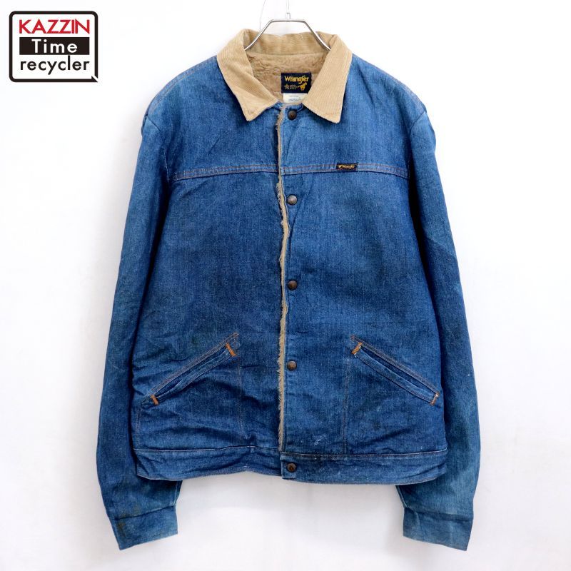 む*う様 Wrangler デニムジャケット　70s 80s 70s USA製 vintage Wrangler 裏ボア デニムジャケット メンズ 表記44L