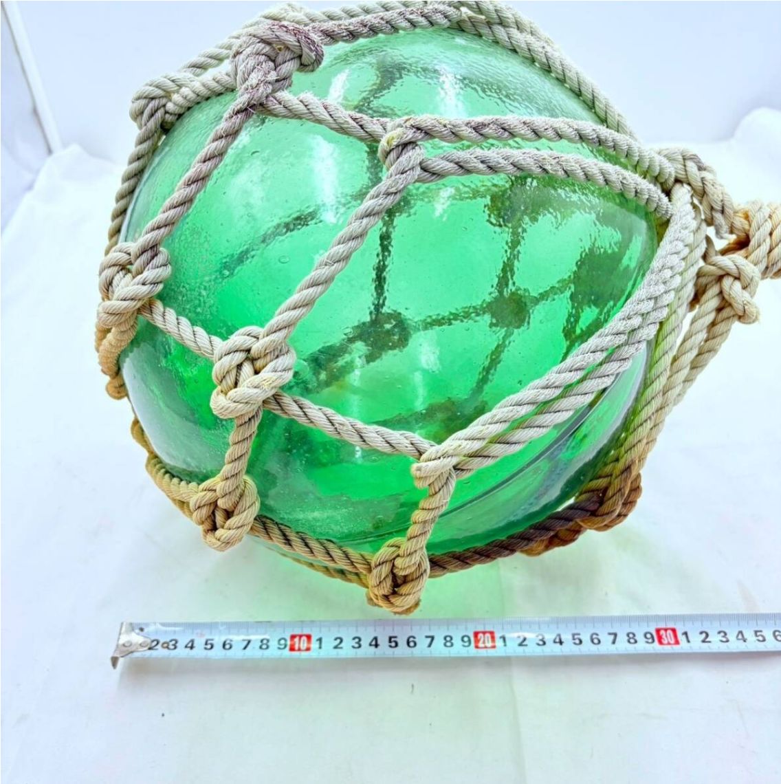 ✨大幅値下げ✨‼️】 ガラス浮き玉(ビン玉)網付き 直径約30cm ✨大幅値下げ✨‼️】 ガラス浮き玉(ビン玉)網付き 直径約30cm