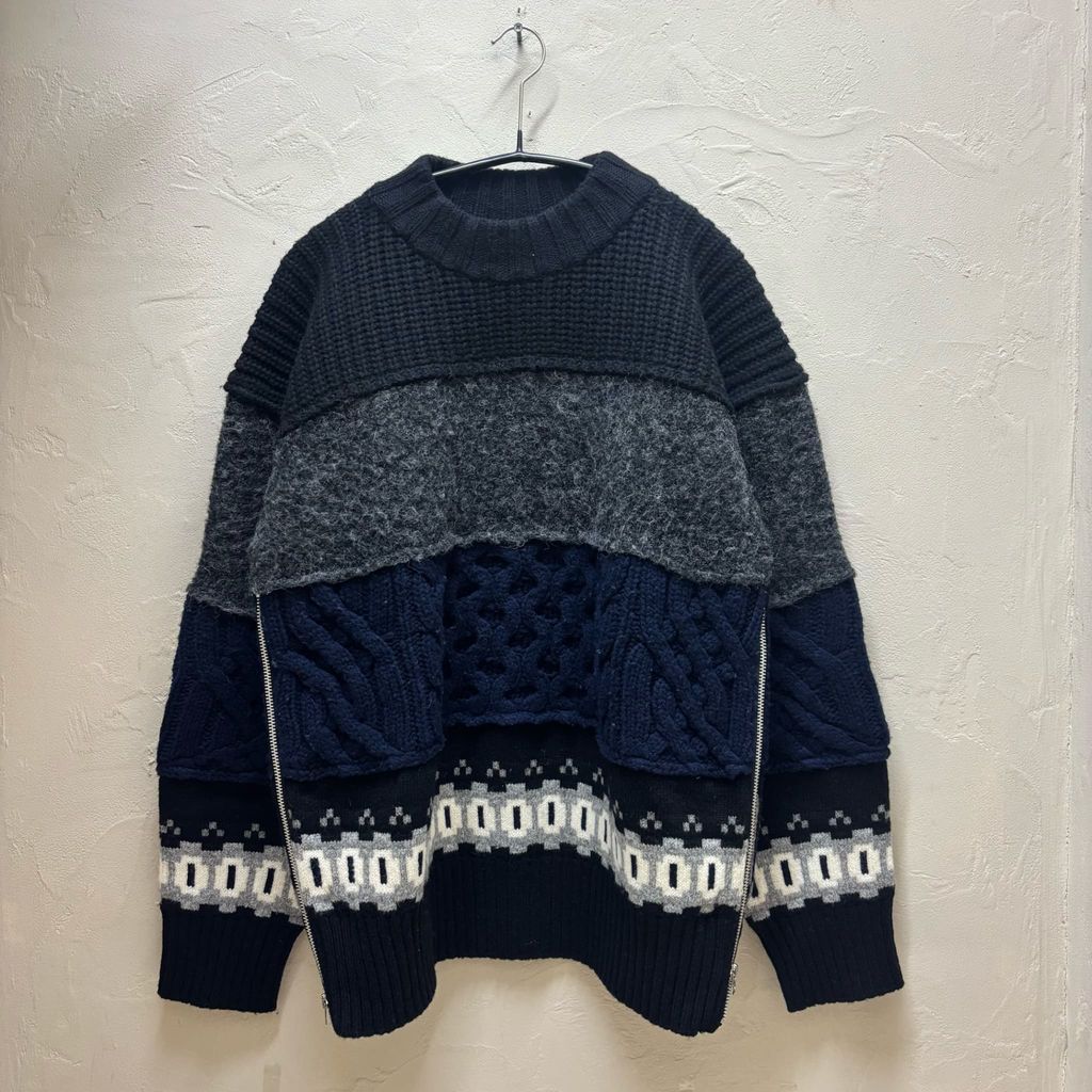 sacai サカイ 21AW Wool Knit Pullover ニット 21-02612M ブラック