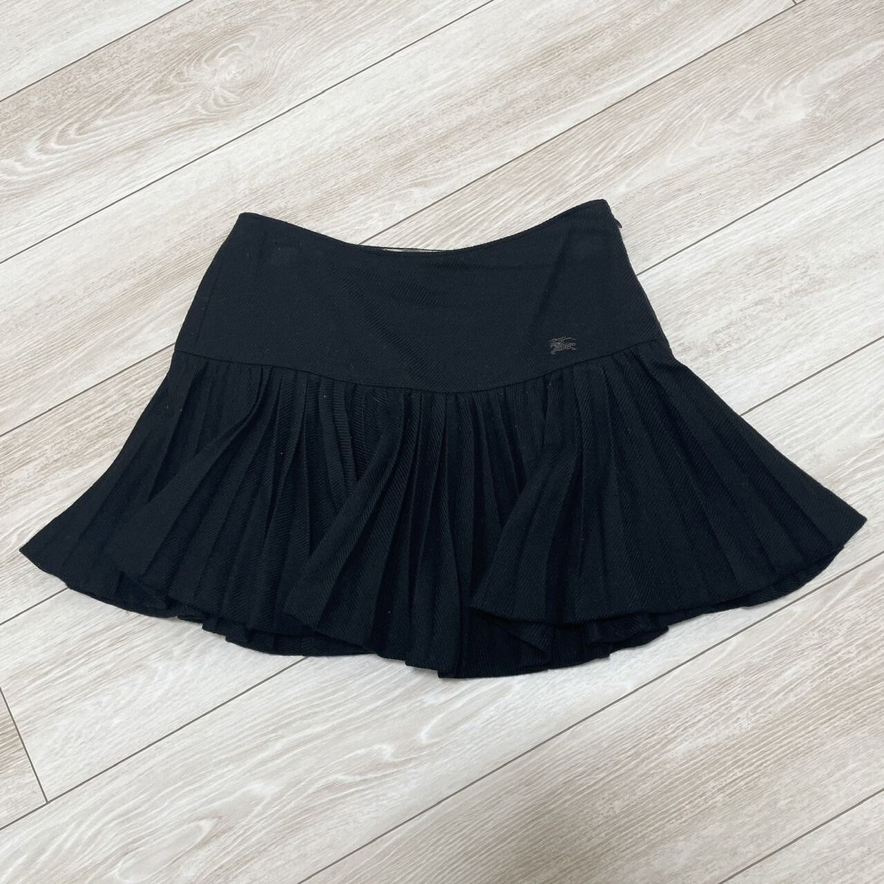 BURBERRY BLUE LABEL バーバリーブルーレーベル ロゴ刺繍 プリーツ