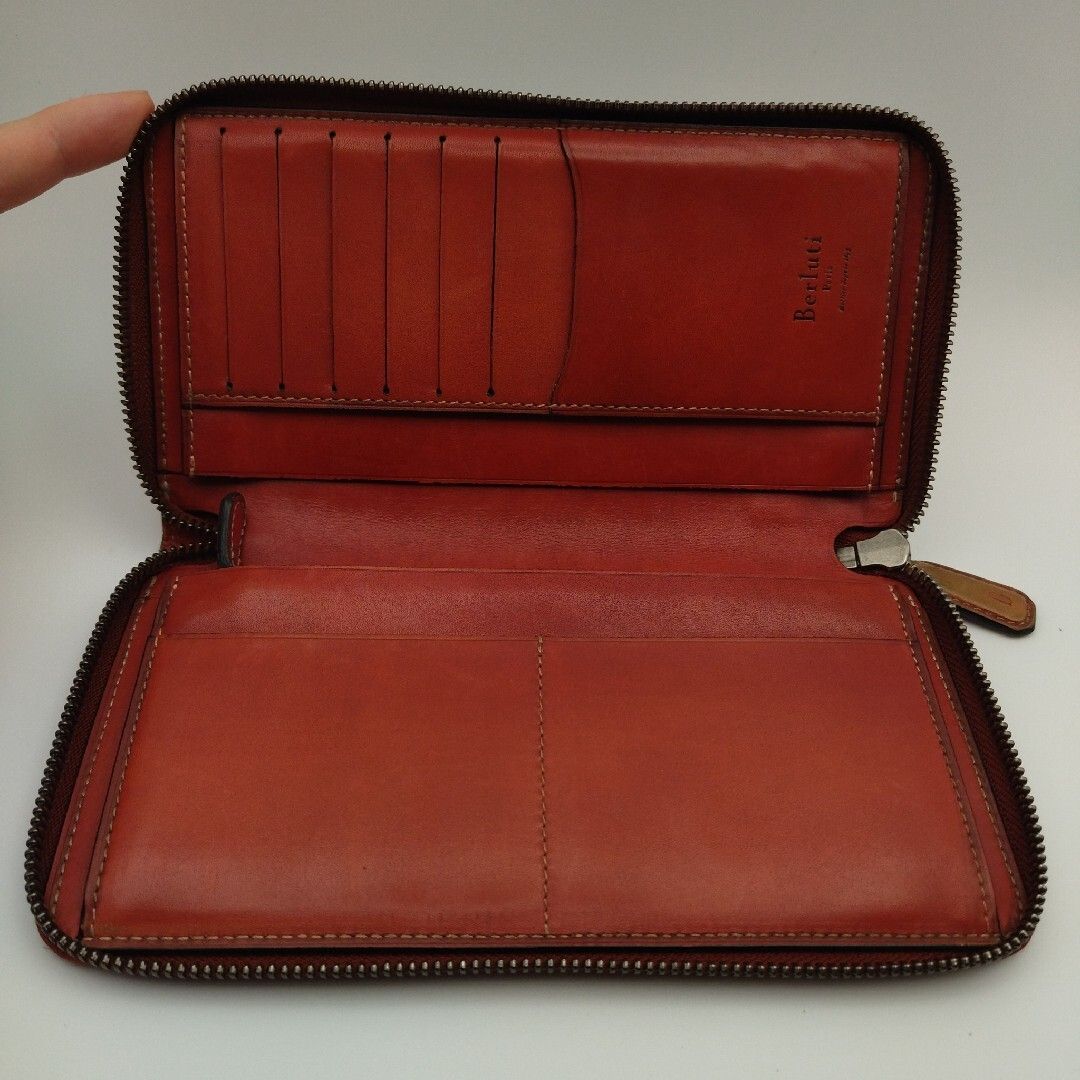 美品 ベルルッティ ガスパール 長財布 ブラウン ラウンドファスナー