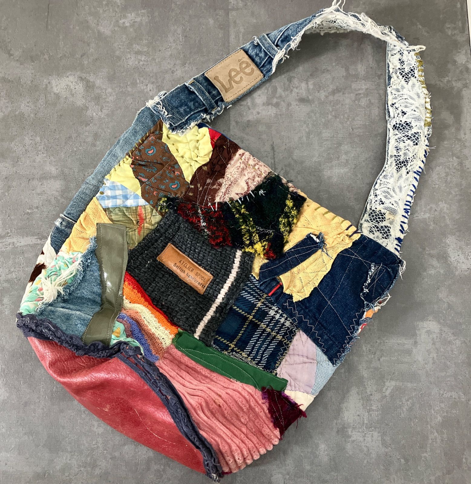 一点物 パッチワーク デニム×ニット トートバッグ ATELIER SPOOL 