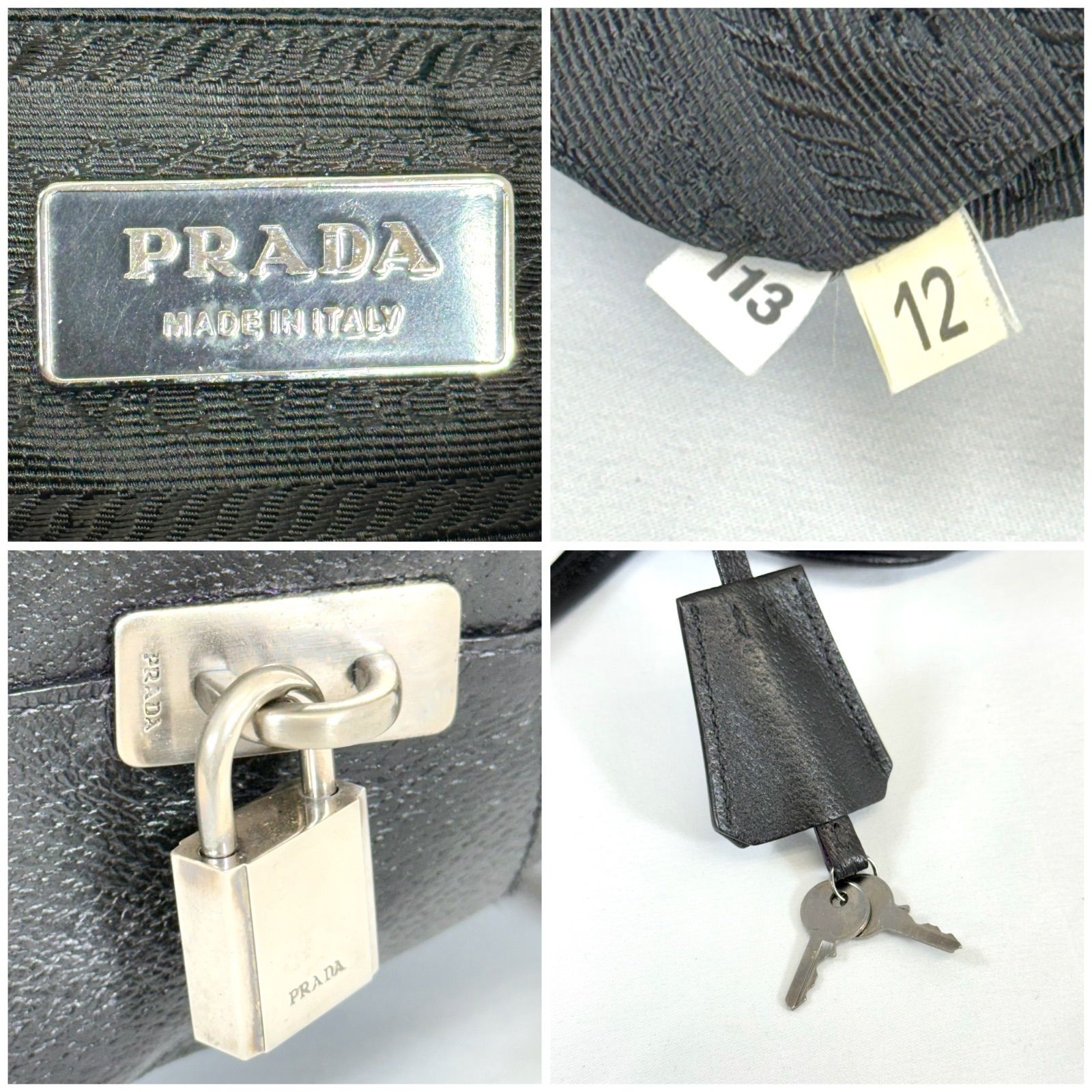 希少 鍵付き・美品】PRADA プラダ レザー 三角プレート スモール