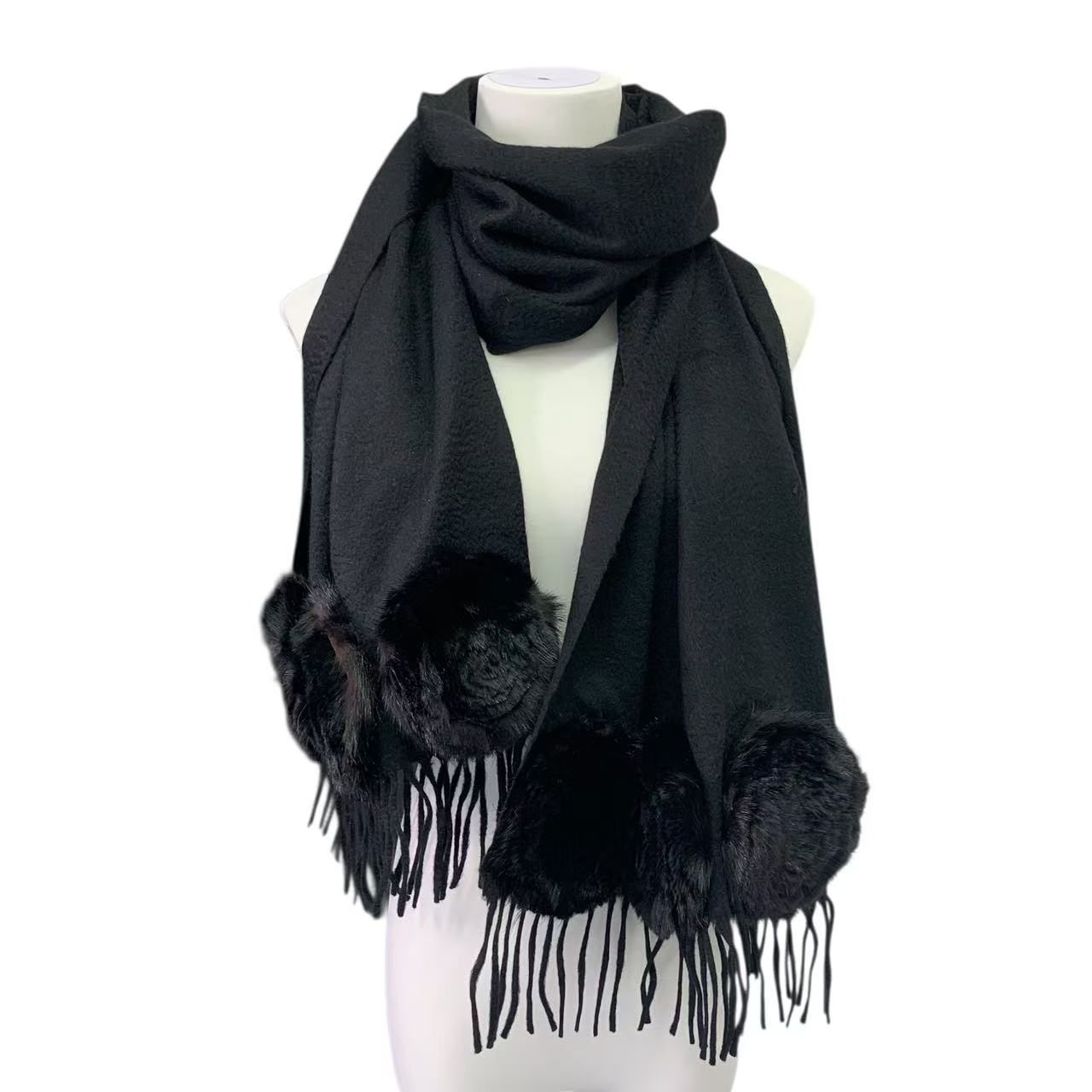 極美品 FENDI フェンディ マフラー カシミヤ ミンクファー付き