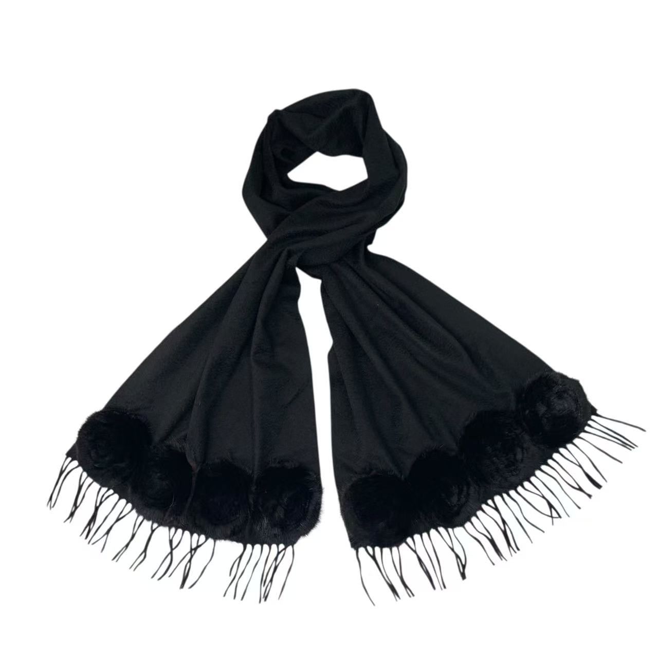 極美品 FENDI フェンディ マフラー カシミヤ ミンクファー付き