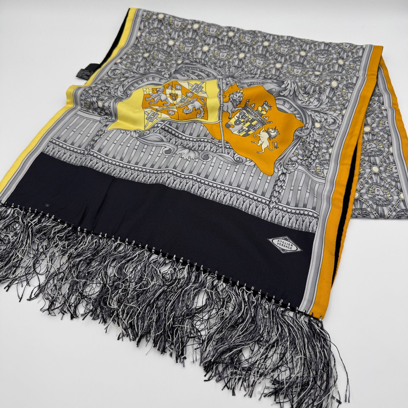 VERSACE ヴェルサーチ スカーフ マフラー フリンジ メデューサ シルク