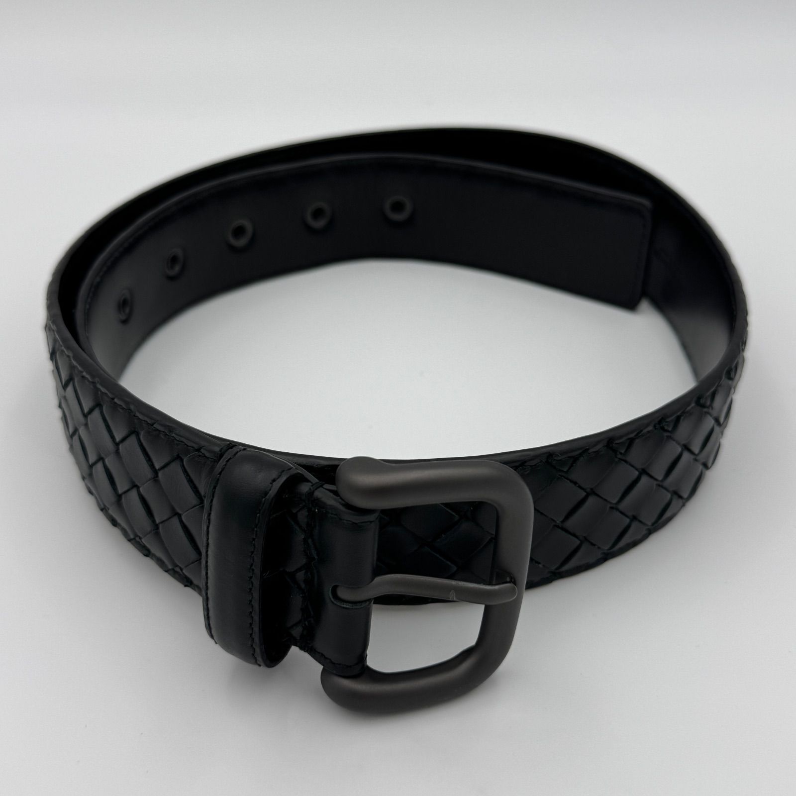 【美品】ボッテガヴェネタ イントレチャート ワイドベルト ブラック イタリア製 Bottega Veneta ボッテガヴェネタ イントレチャート レザー ベルト