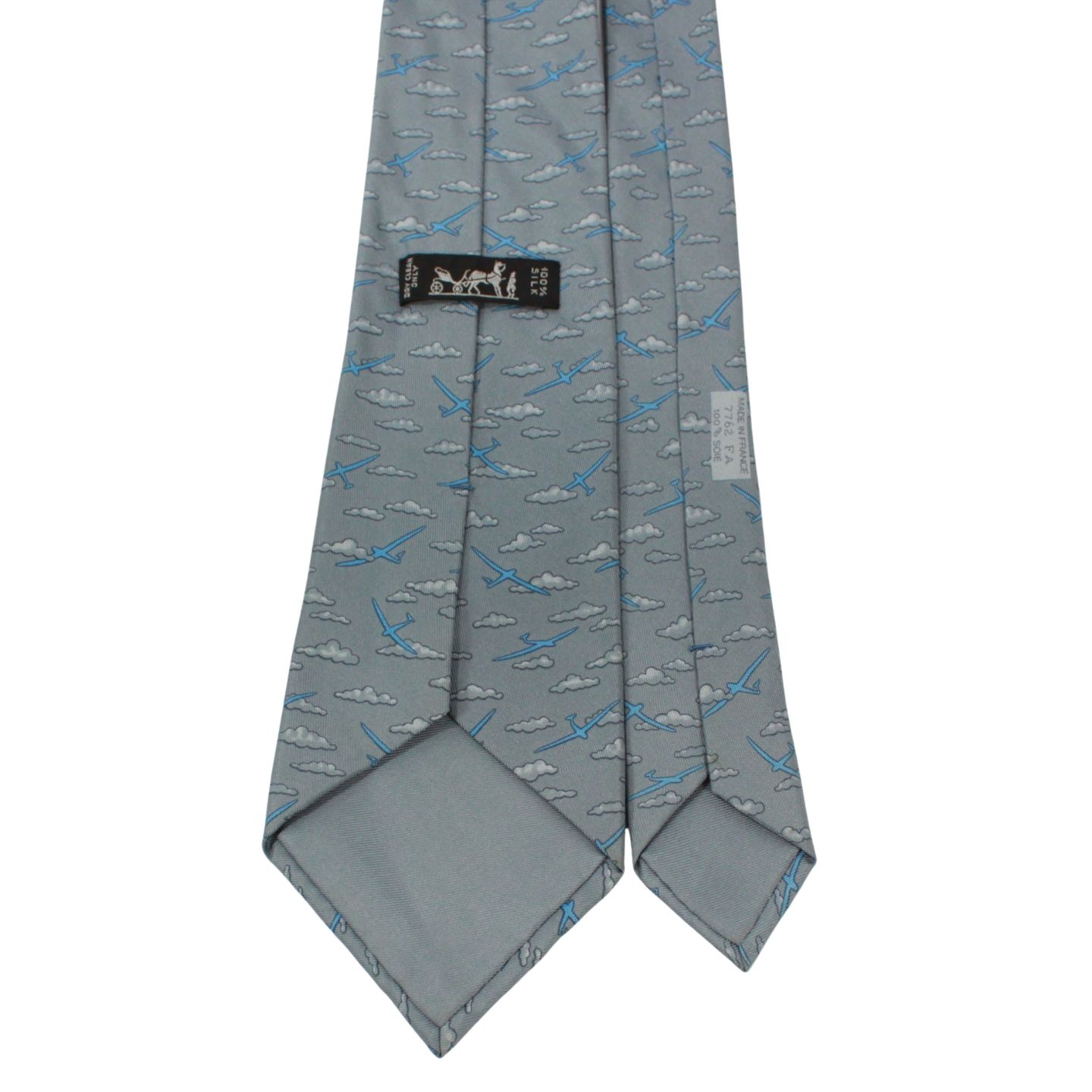 HERMES エルメス 飛行機柄 ネクタイ シルク グレー【中古】 メンズ