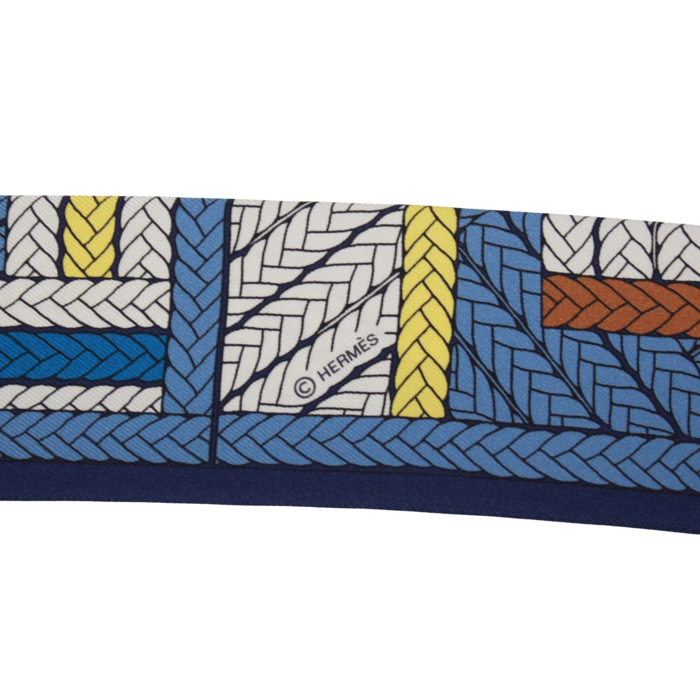 HERMES エルメス ツイリー トレスH スカーフ シルク ブルー/イエロー