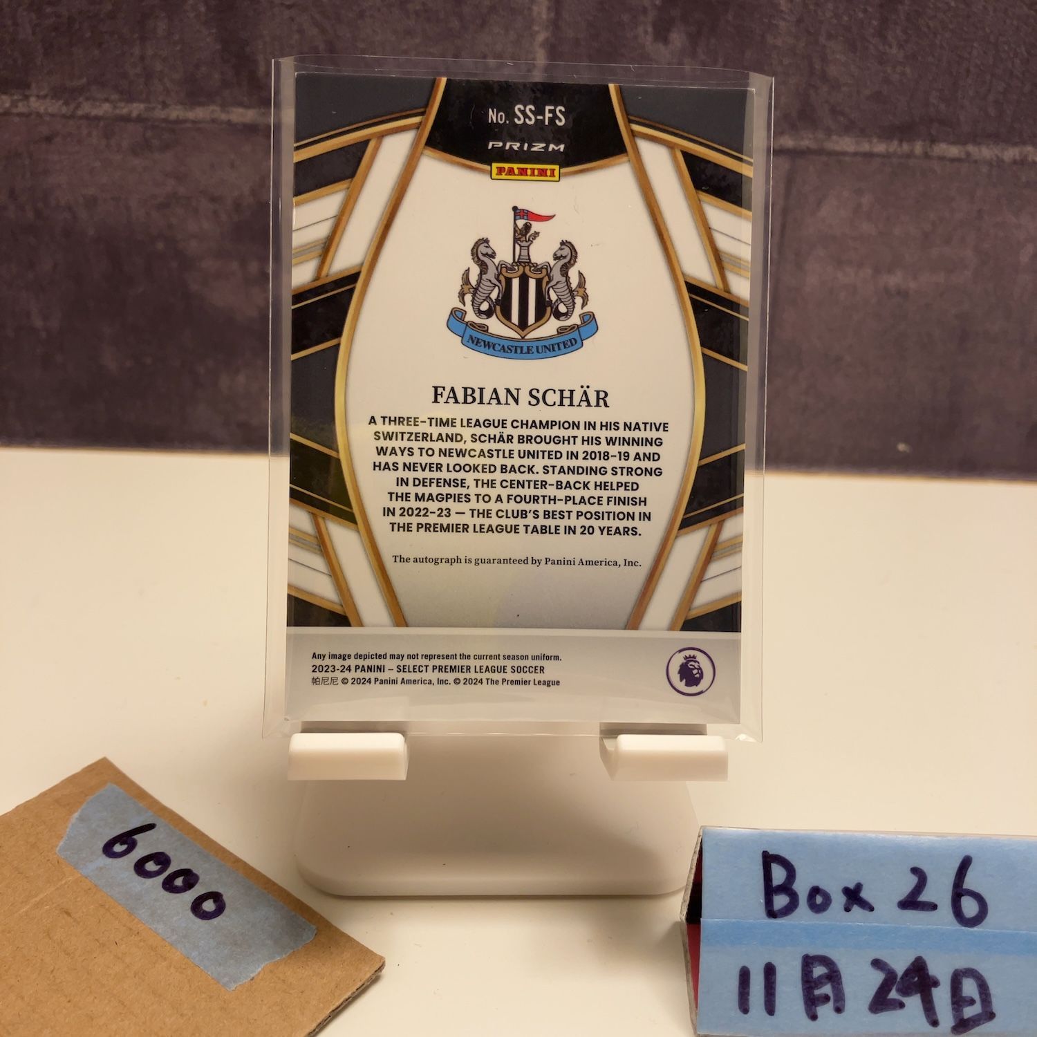 2023 Panini Select Premier League Fabian Schar 直筆サインカード