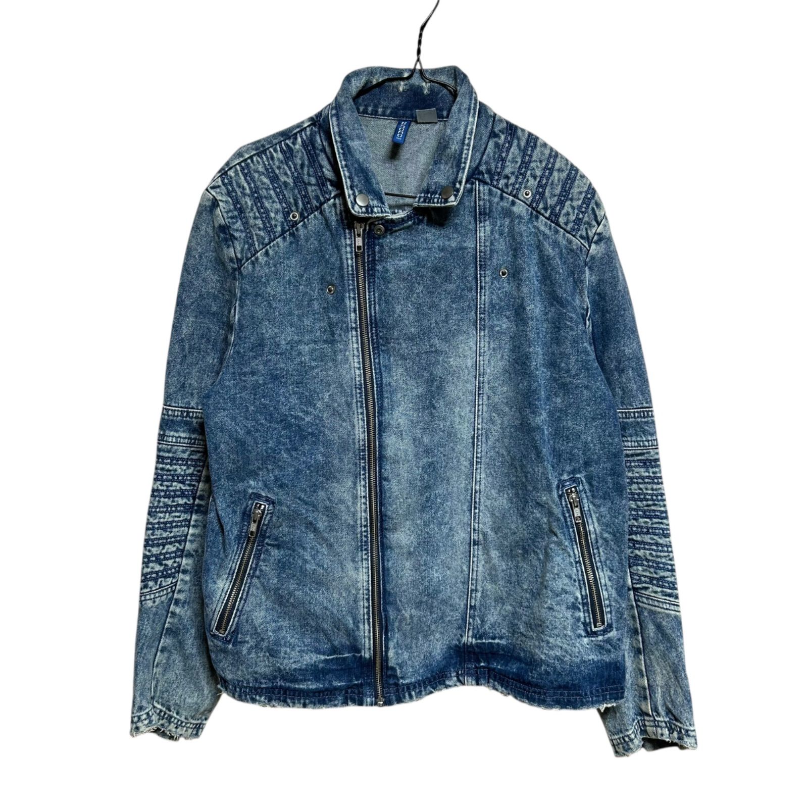 希少】H&M デニム ダブルライダースジャケット バイカー キルティング 
