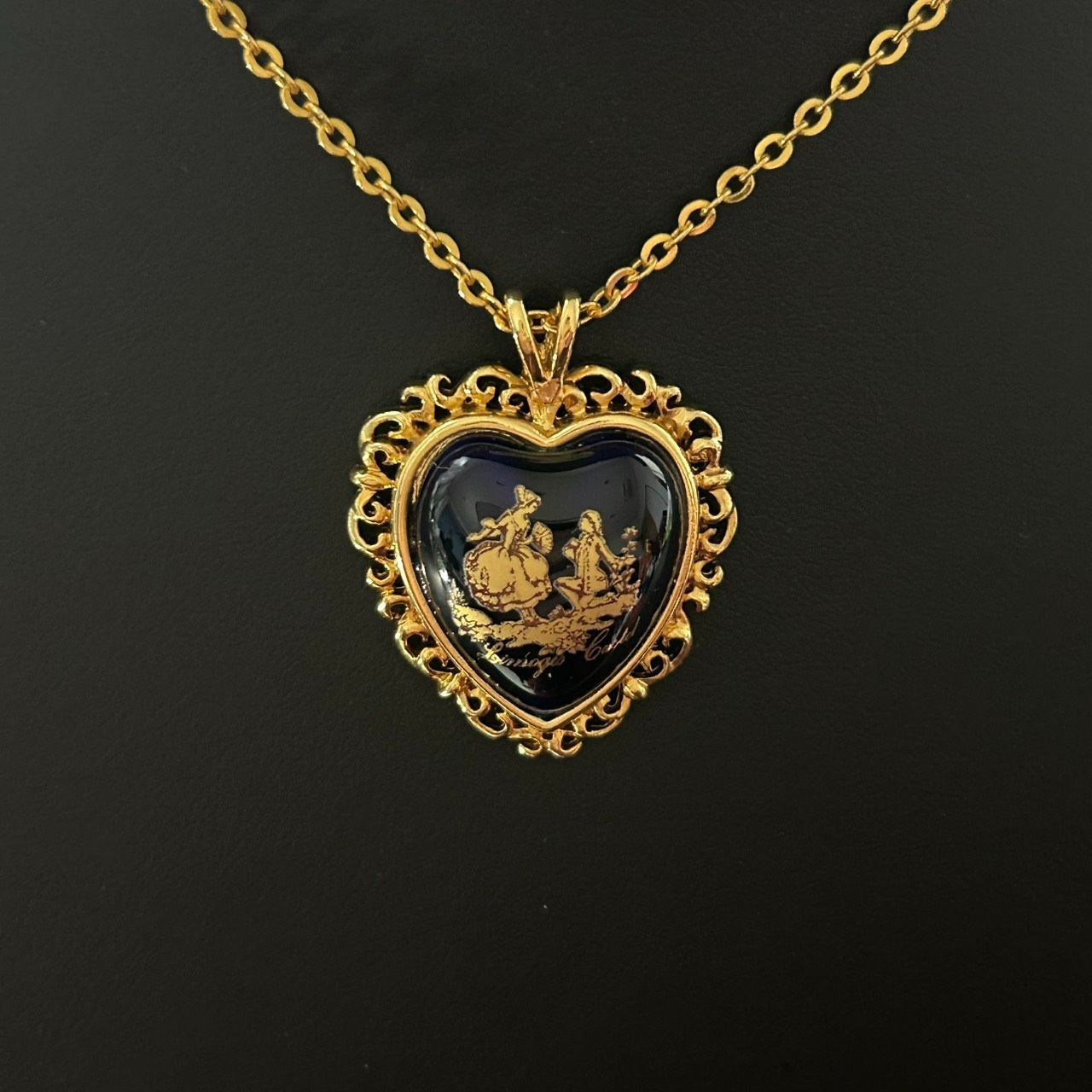 良品】リモージュ ハートモチーフ ネックレス Limoges Castel フランス 