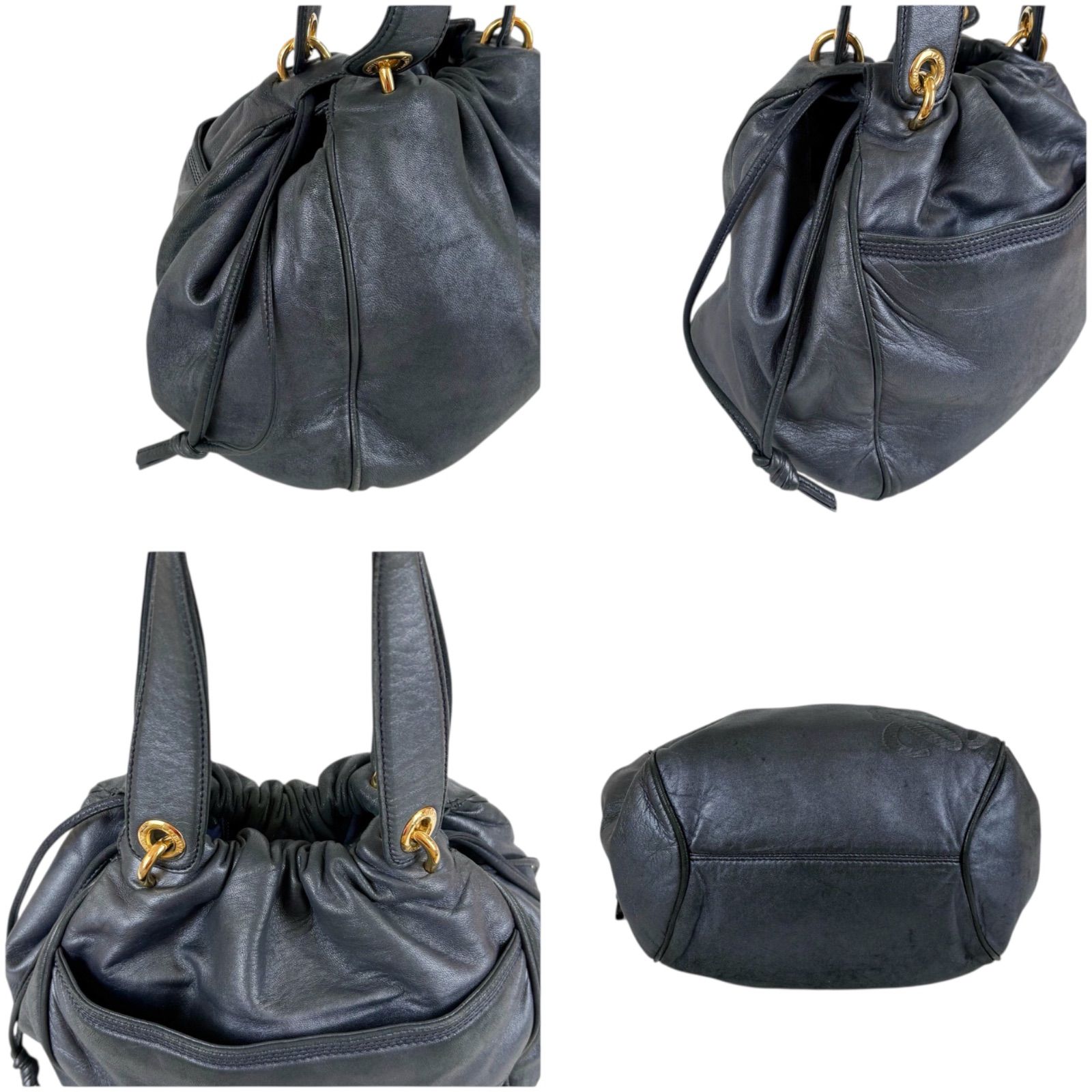 ロエベ LOEWE 巾着型 ミニハンドバッグ アナグラムロゴ ナッパレザー