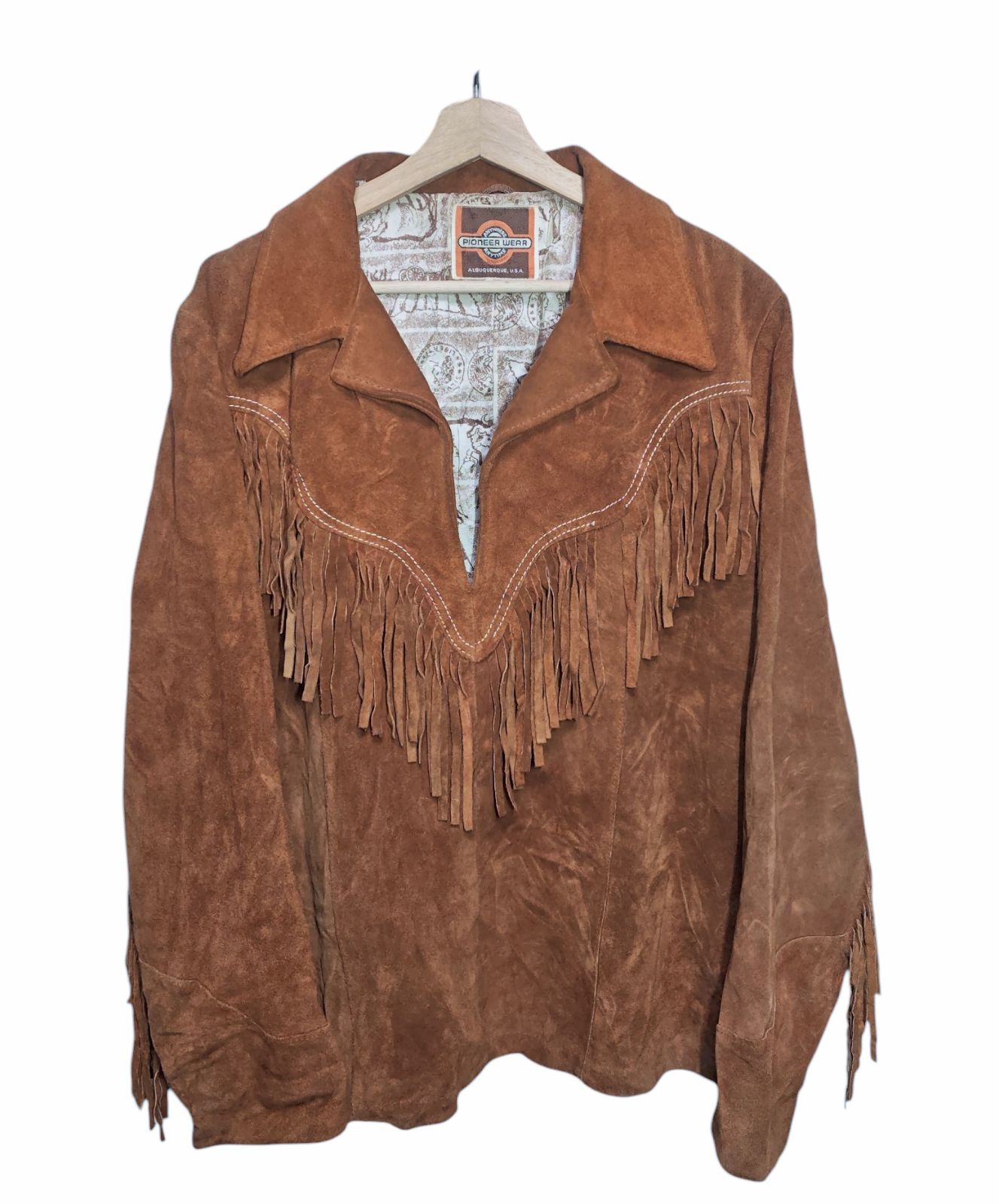 70s USA製 PIONEER WEAR パイオニアウェア フリンジ スエードレザー