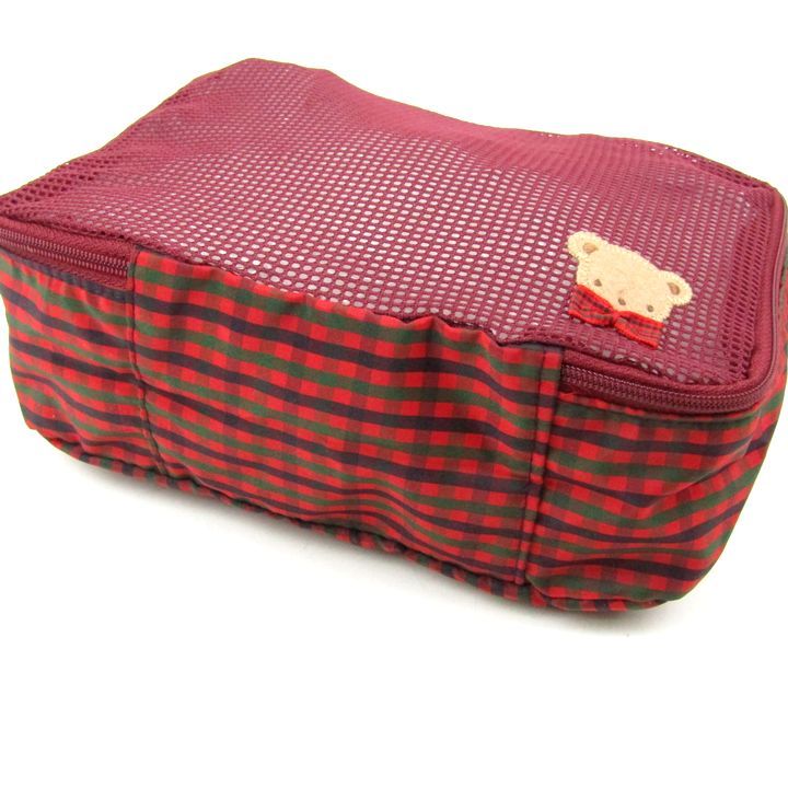 新品未使用　ファミリア　ニットポーチ☆ファミちゃん☆ ファミリア ポーチ チェック ファミちゃん 未使用 ブランド レディース