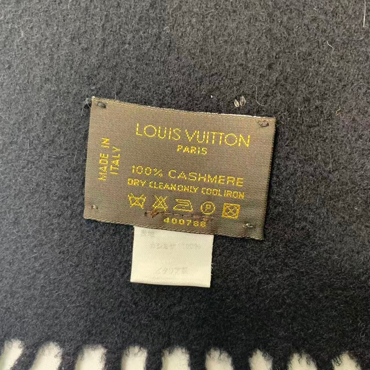 美品 LOUIS VUITTON ルイヴィトン マフラー カシミヤ ブラック LVロゴ