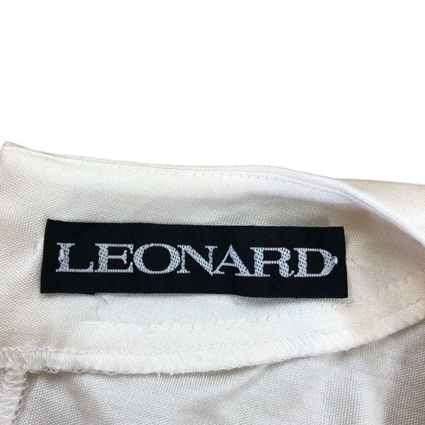 レオナール LEONARD カットソー 長袖 ロゴ刺繍 花 裾リボン 絹100