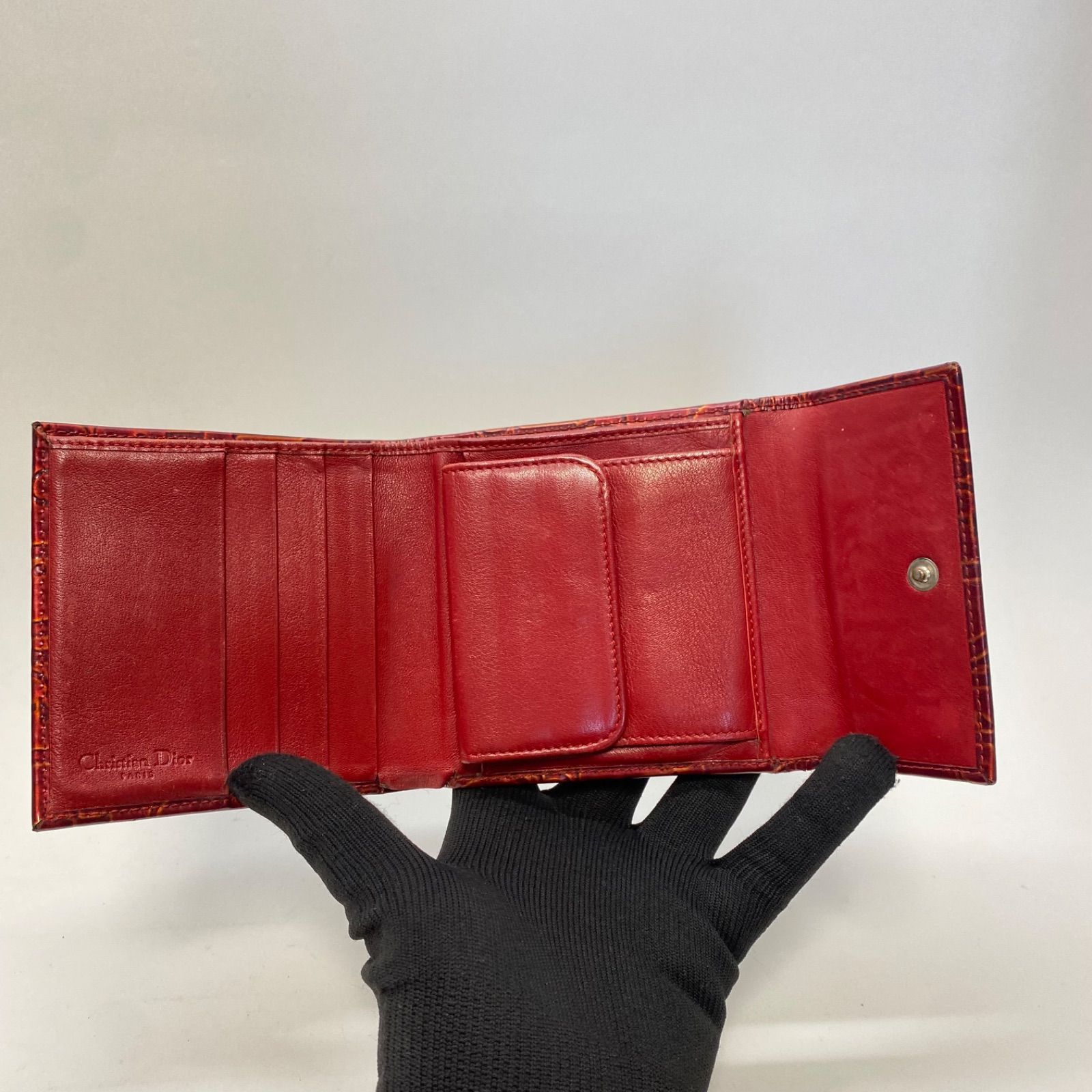 3463 Christian Dior クリスチャンディオール 三つ折り財布 総柄 PVC