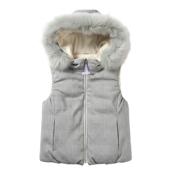 アナイ ANAYI ダウンベスト リバーシブル フォックスファー チェック