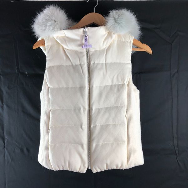 アナイ ANAYI ダウンベスト リバーシブル フォックスファー チェック